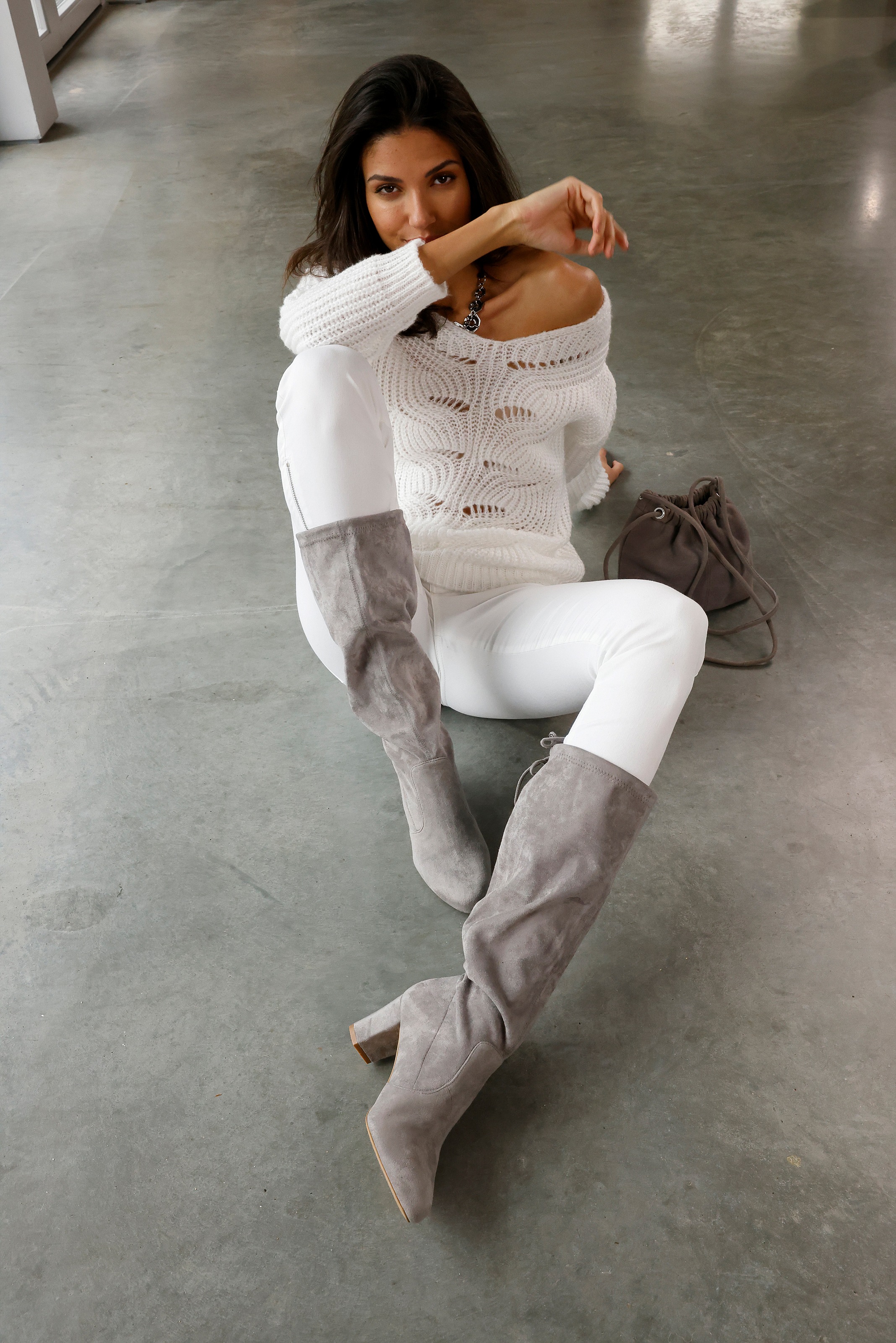 LASCANA Schlupfstiefel, Schlupfboots, Slouchy Boots, Slip-On, Stretch & Blockabsatz