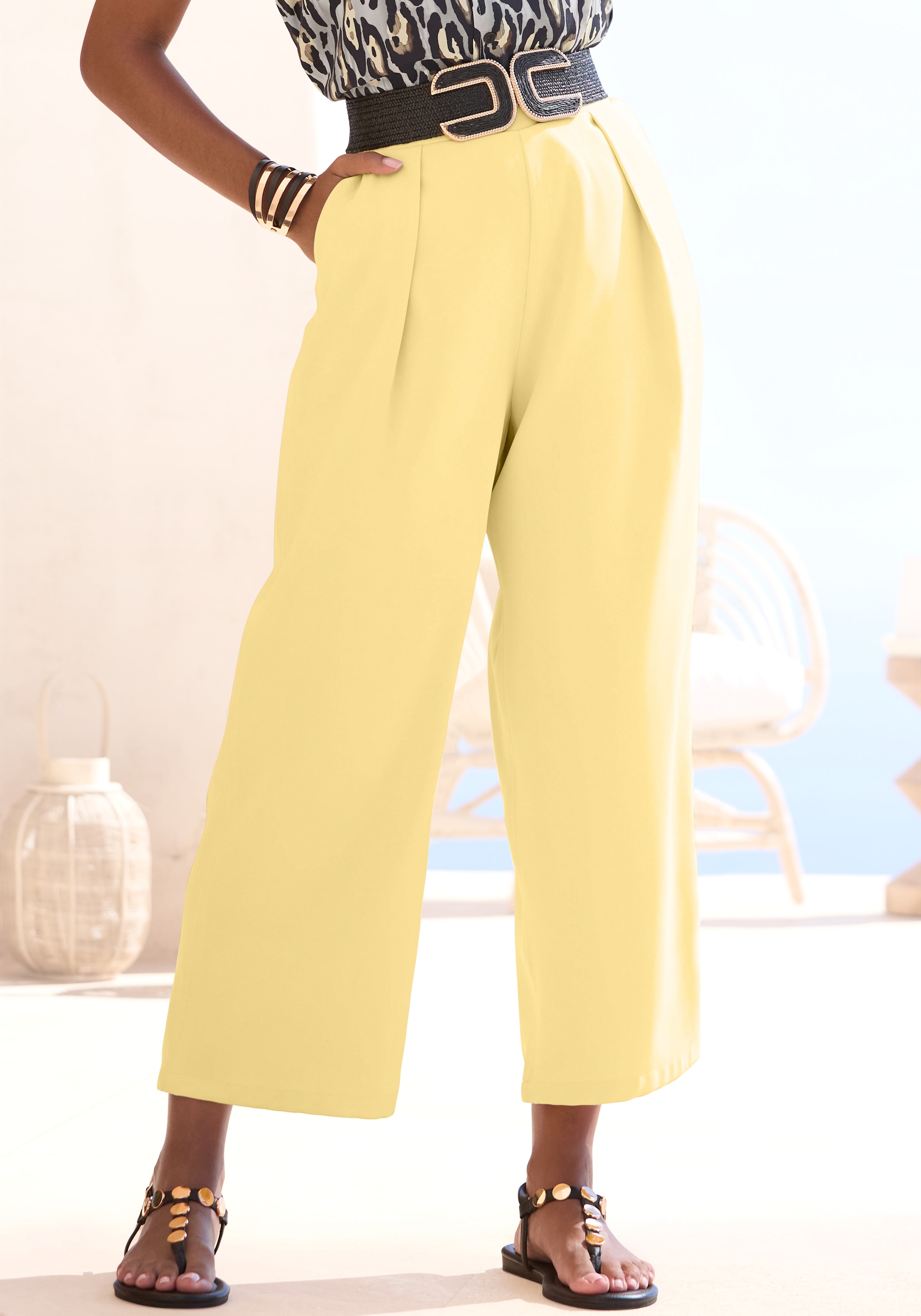 LASCANA 7/8-Hose »mit modischen Bundfalten und weitem, luftigem Bein«  sommerlich elegante Schlupfhose aus Webware, Culotte