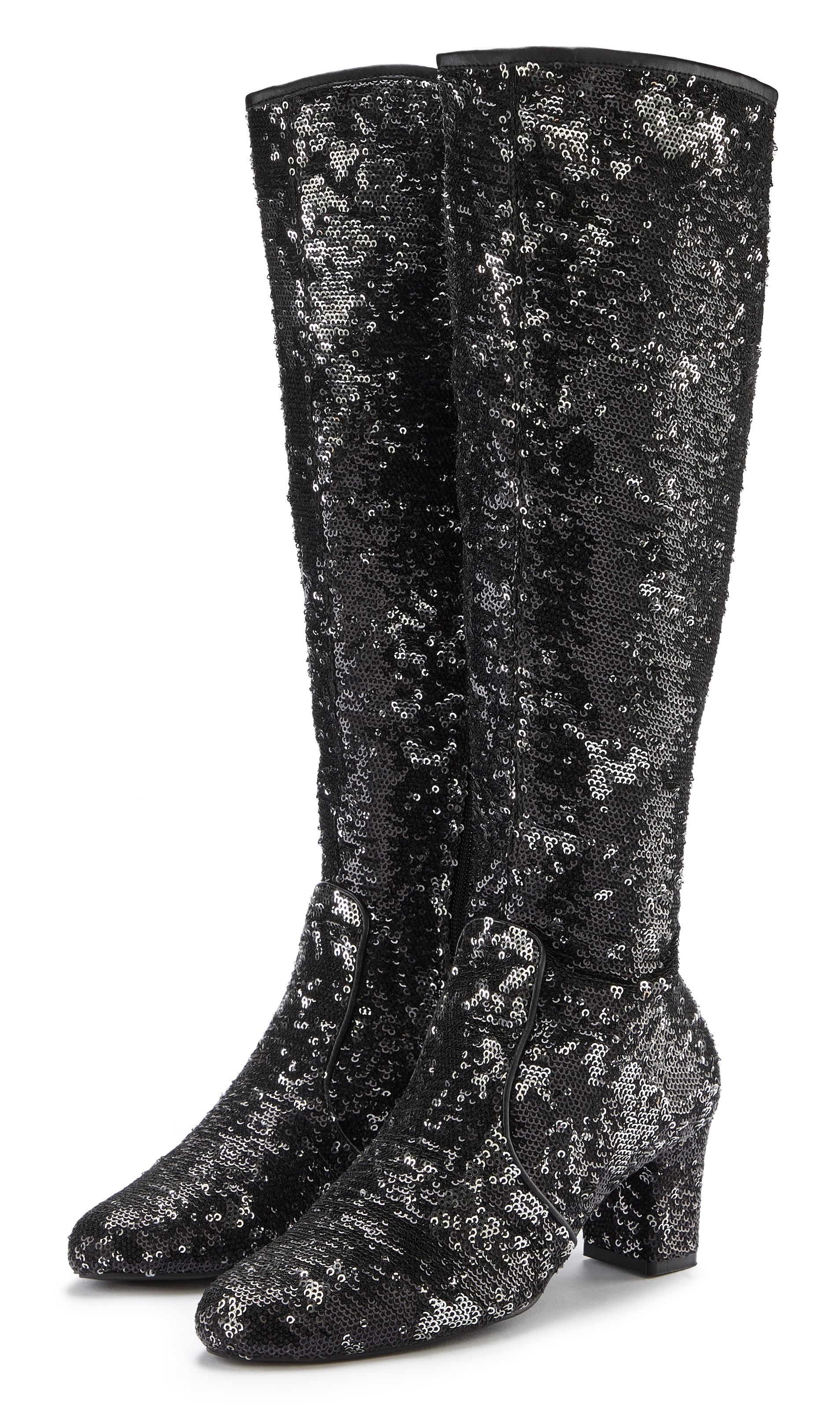 LASCANA Belle Affaire Stiefel »Paillettenverzierter Langschaftstiefel,«, Langer Stiefel, Stiefelette, Blockabsatz