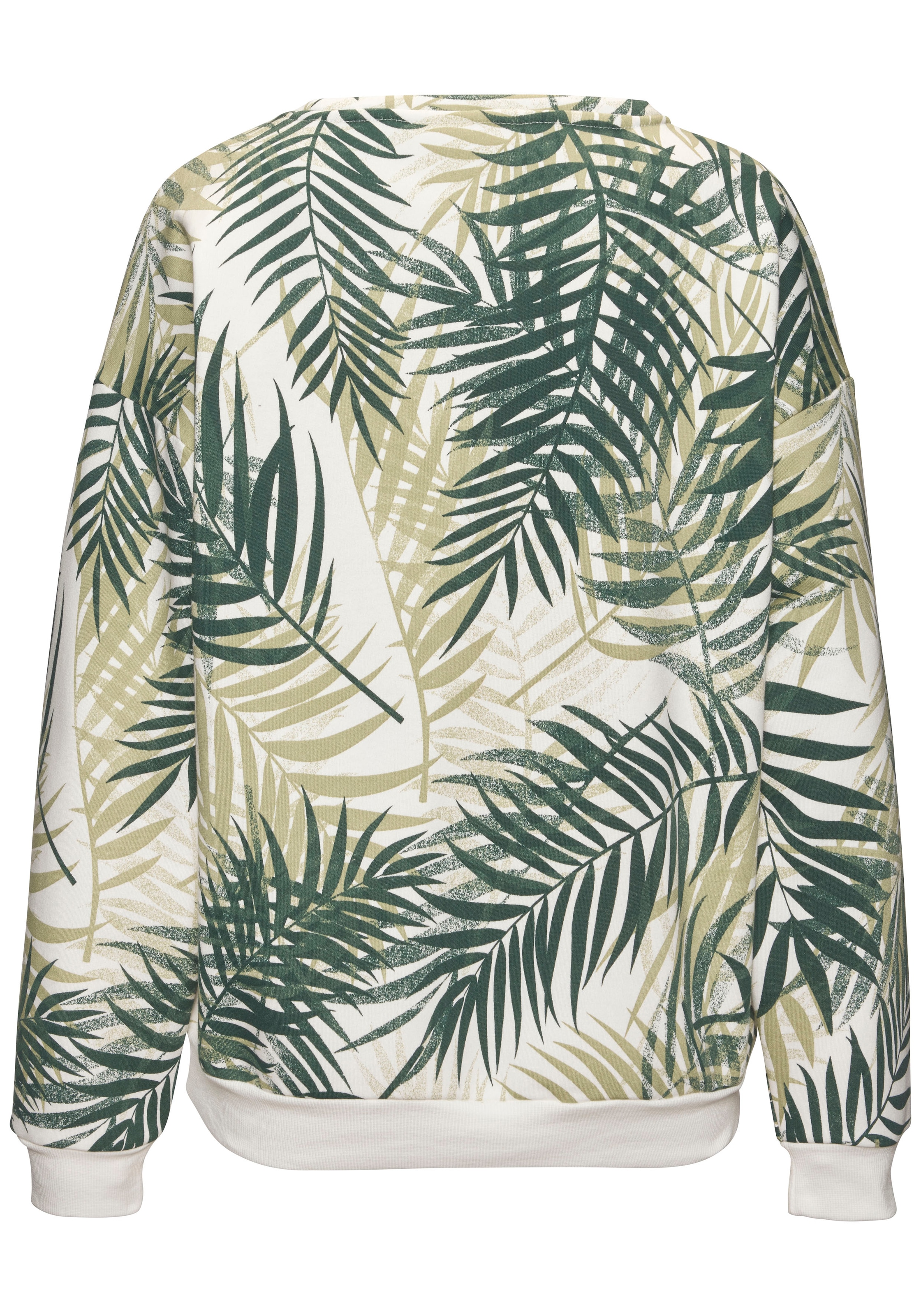 LASCANA Sweater, Loungeshirt mit Allover-Blätterdruck, Loungewear