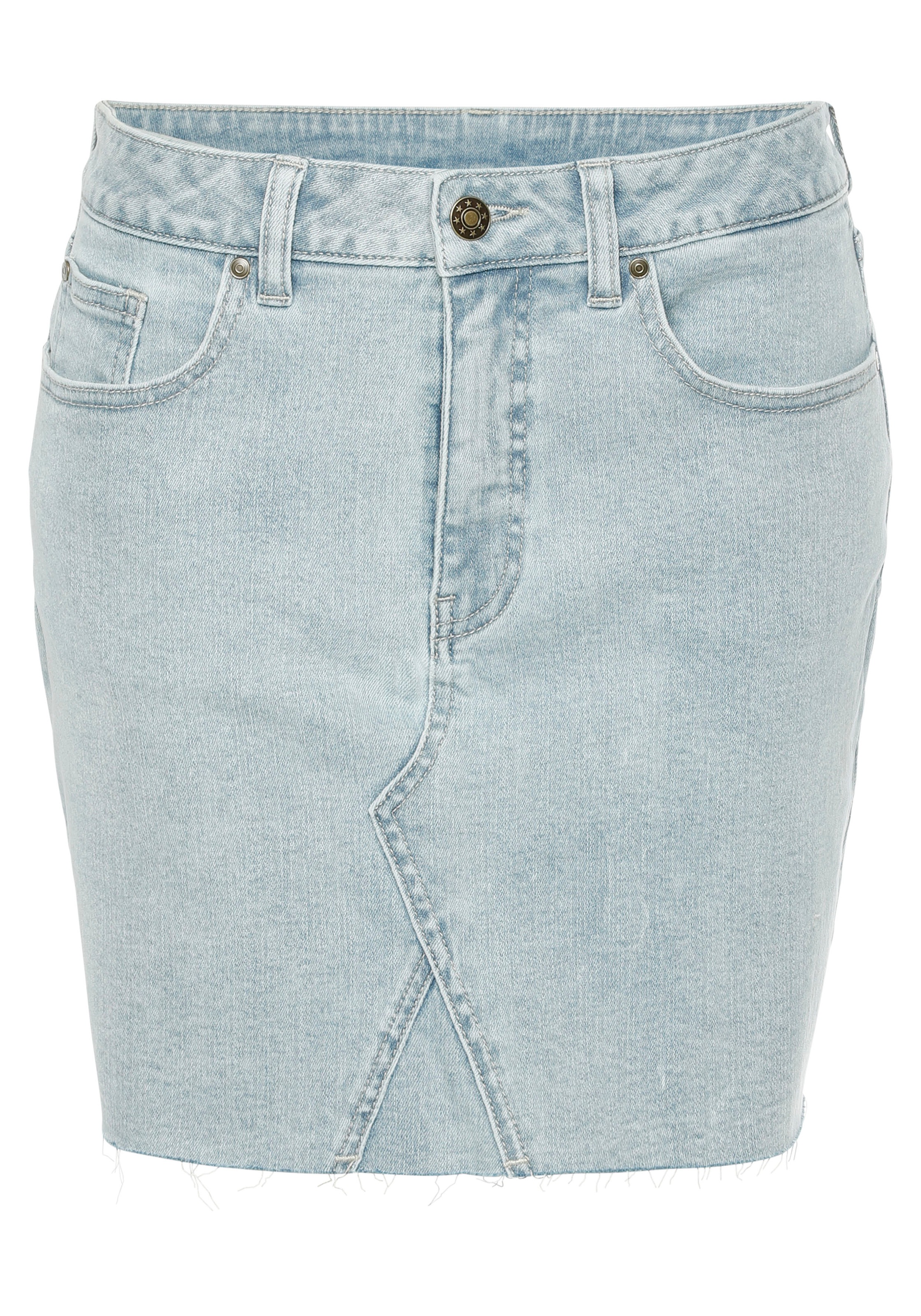 Buffalo Jeansrock, in kurzer Form mit Fransensaum, Minirock aus bequemem Baumwoll-Stretch