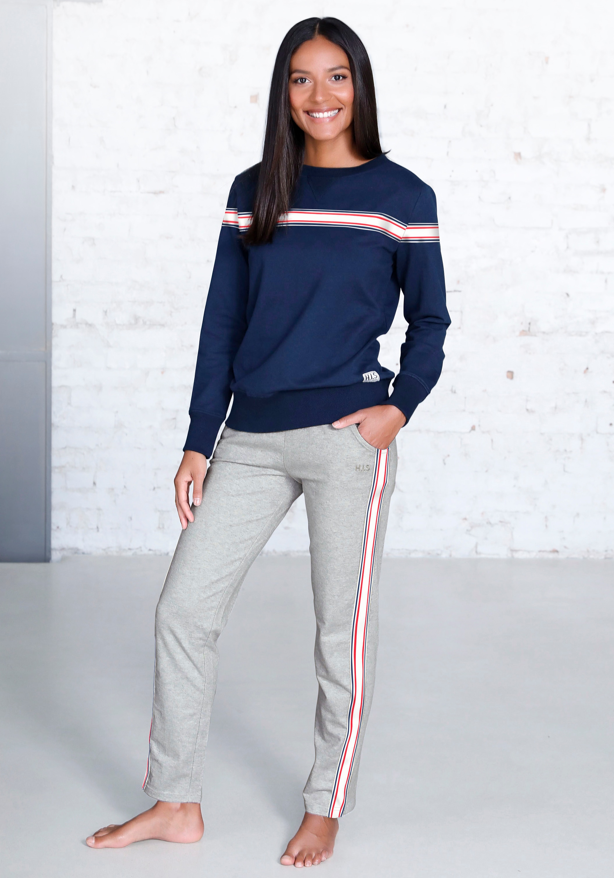 H.I.S Sweatshirt, mit gestreiftem Tape, Loungewear, Loungeanzug