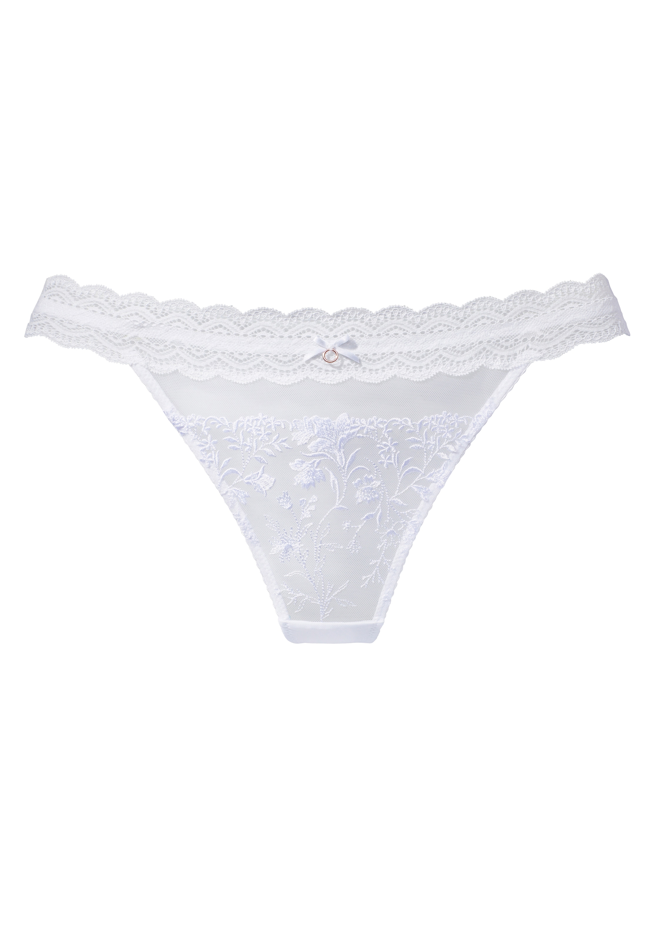 LASCANA String, mit zarter Blumenstickerei und elastischem Spitzenband