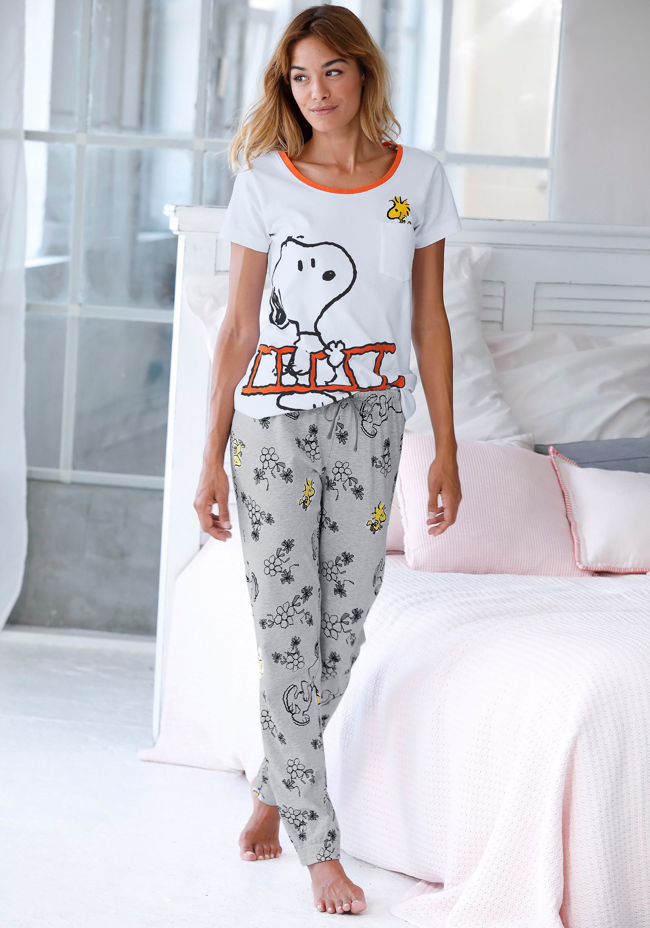 Peanuts Pyjama, (2 tlg.), mit Snoopy und Woodstock Druck