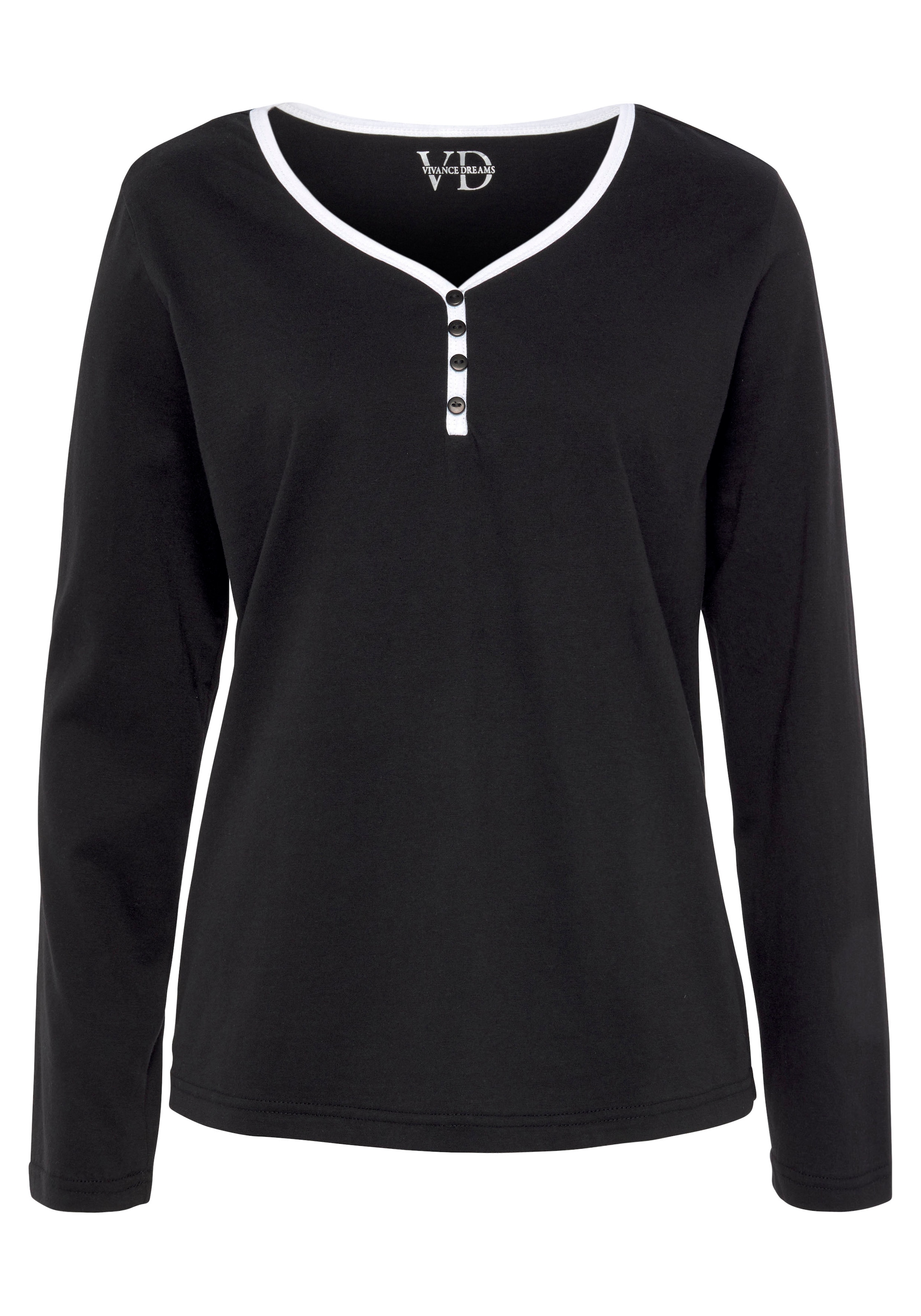 Vivance Dreams Pyjamaoberteil, mit Paspel und kurzer Zier-Knopfleiste