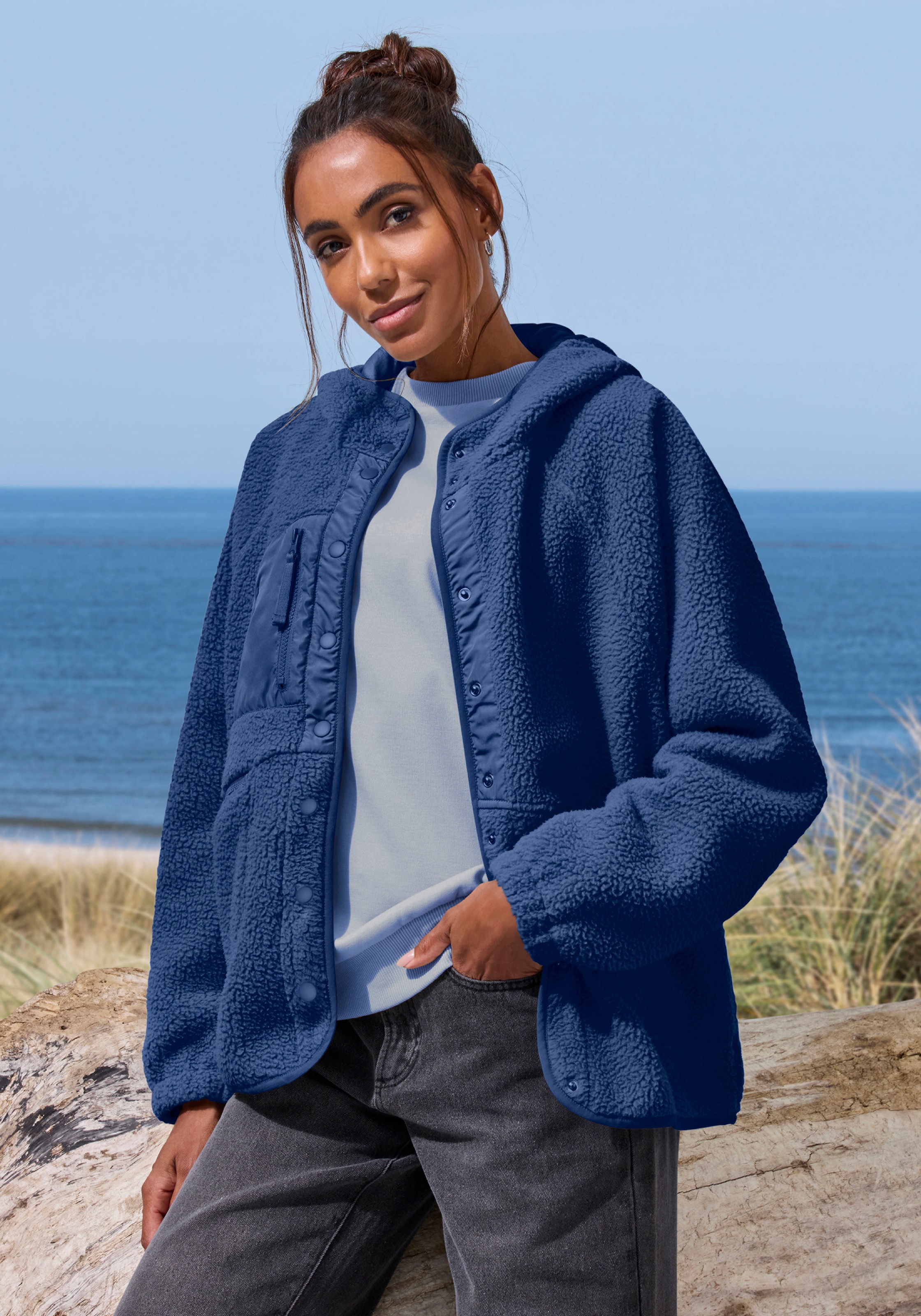 Vivance Active by Lascana Fleecejacke mit Fledermausärmeln