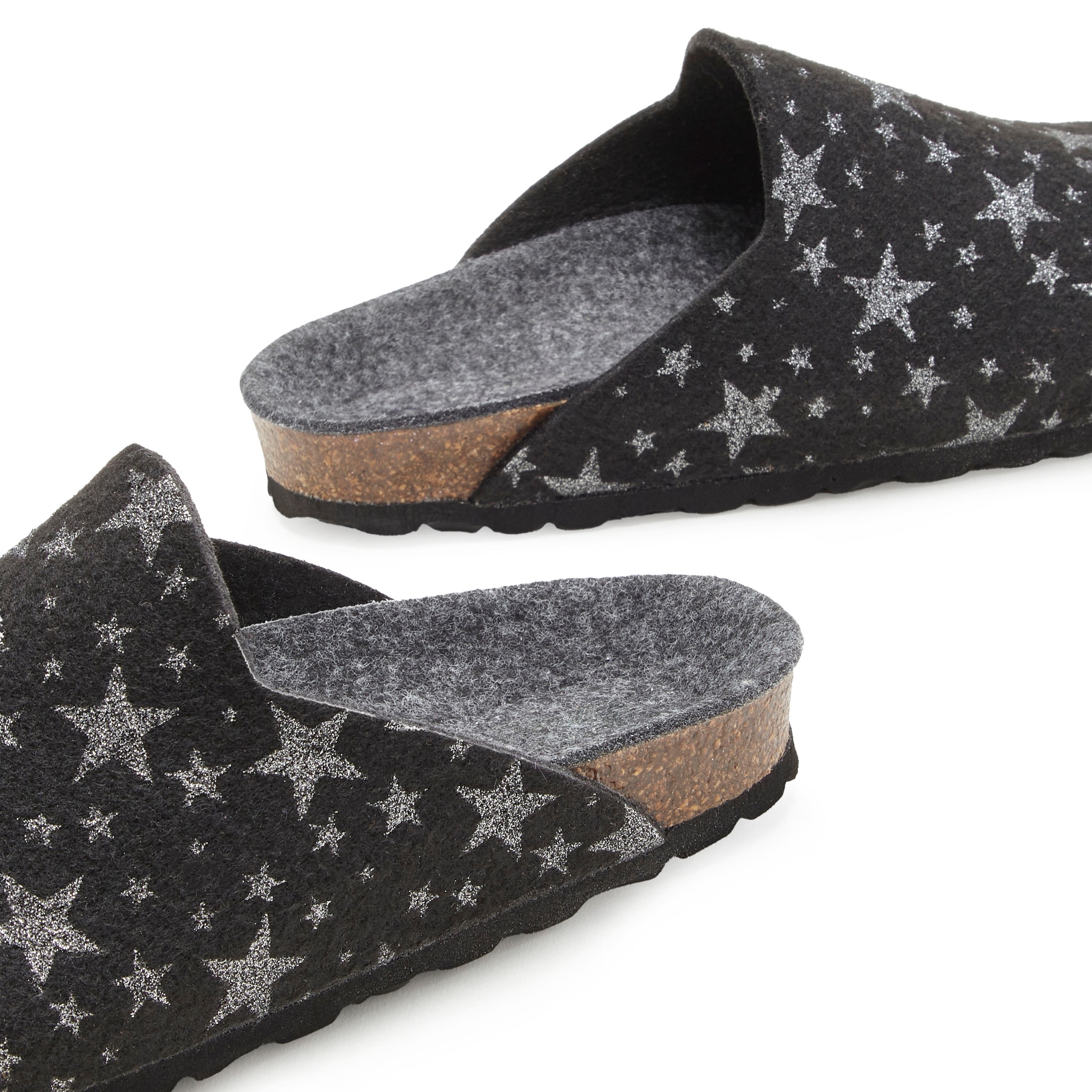 Vivance Pantolette »Hausschuh, Clog, Pantoffel,«, aus Filz mit wärmenden Korkfußbett & Sternenprint