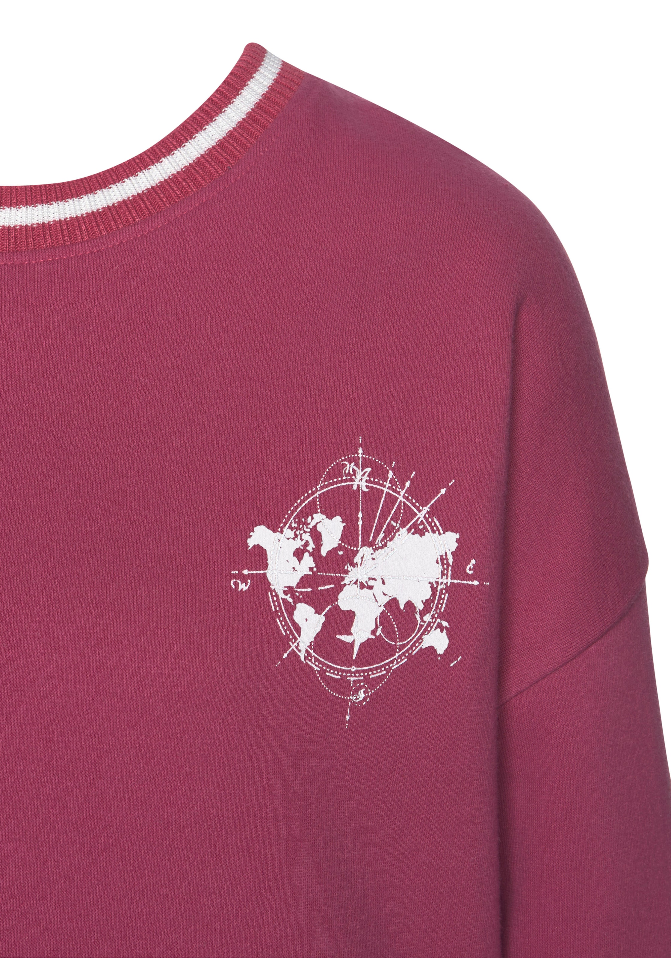 Buffalo Sweatshirt, mit Kontrast-Rippbündchen und Druck, Loungeanzug