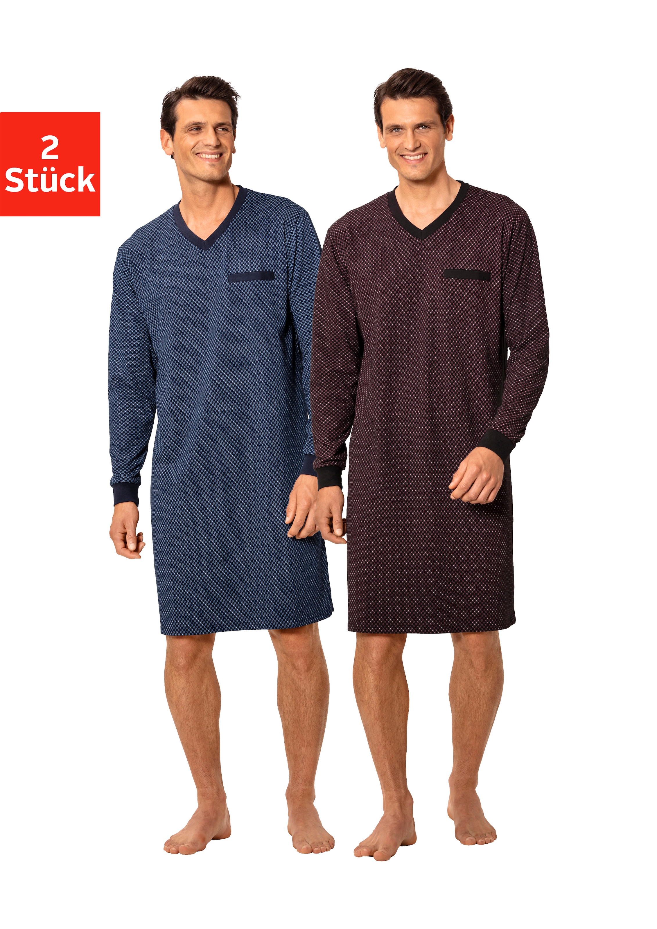 le jogger® Nachthemd, (2 tlg.), in bequemer Weite
