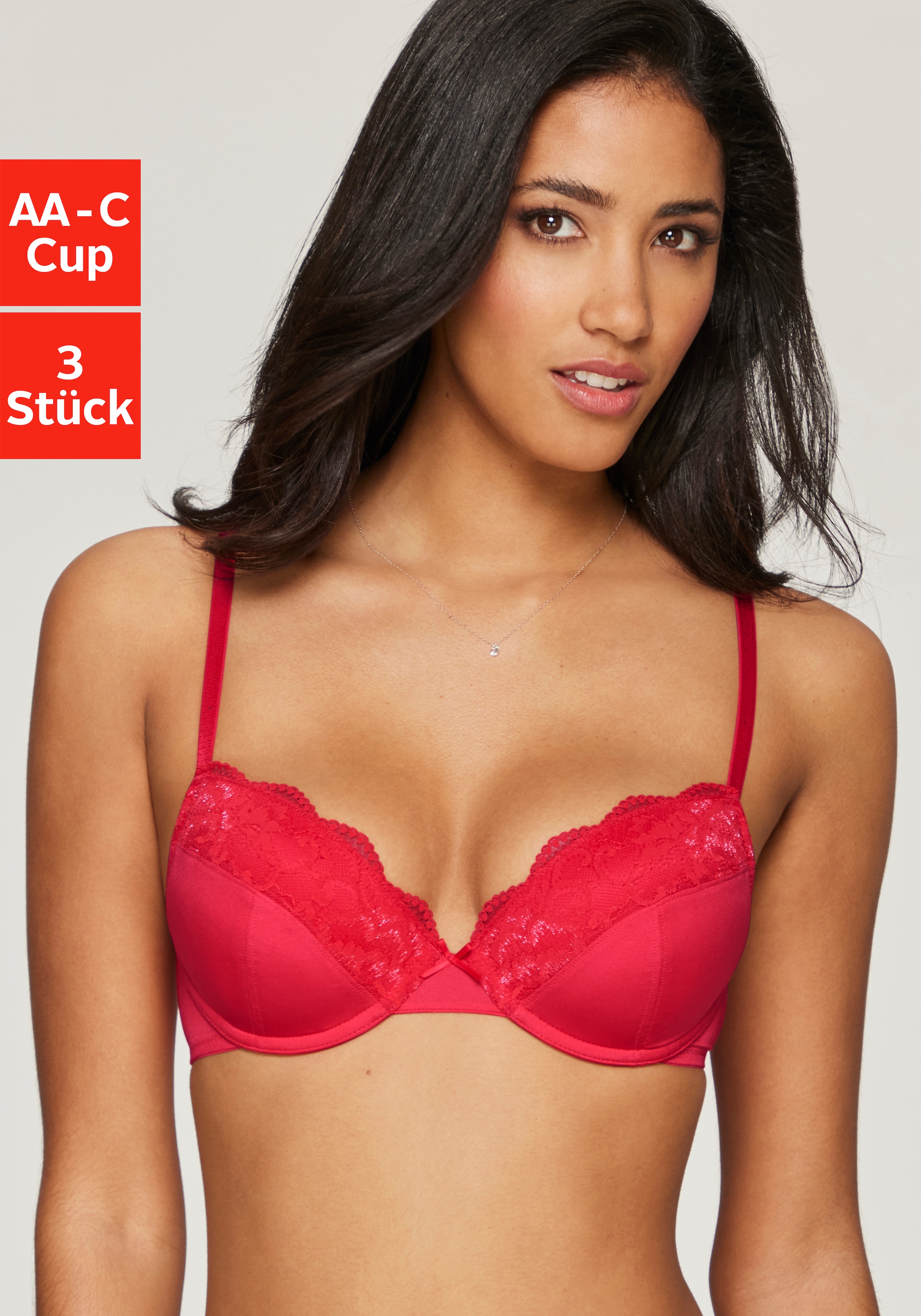 petite fleur by Lascana Push-up-BH Packung, 3 Stück,  mit Bügel & herausnehmbaren Kissen