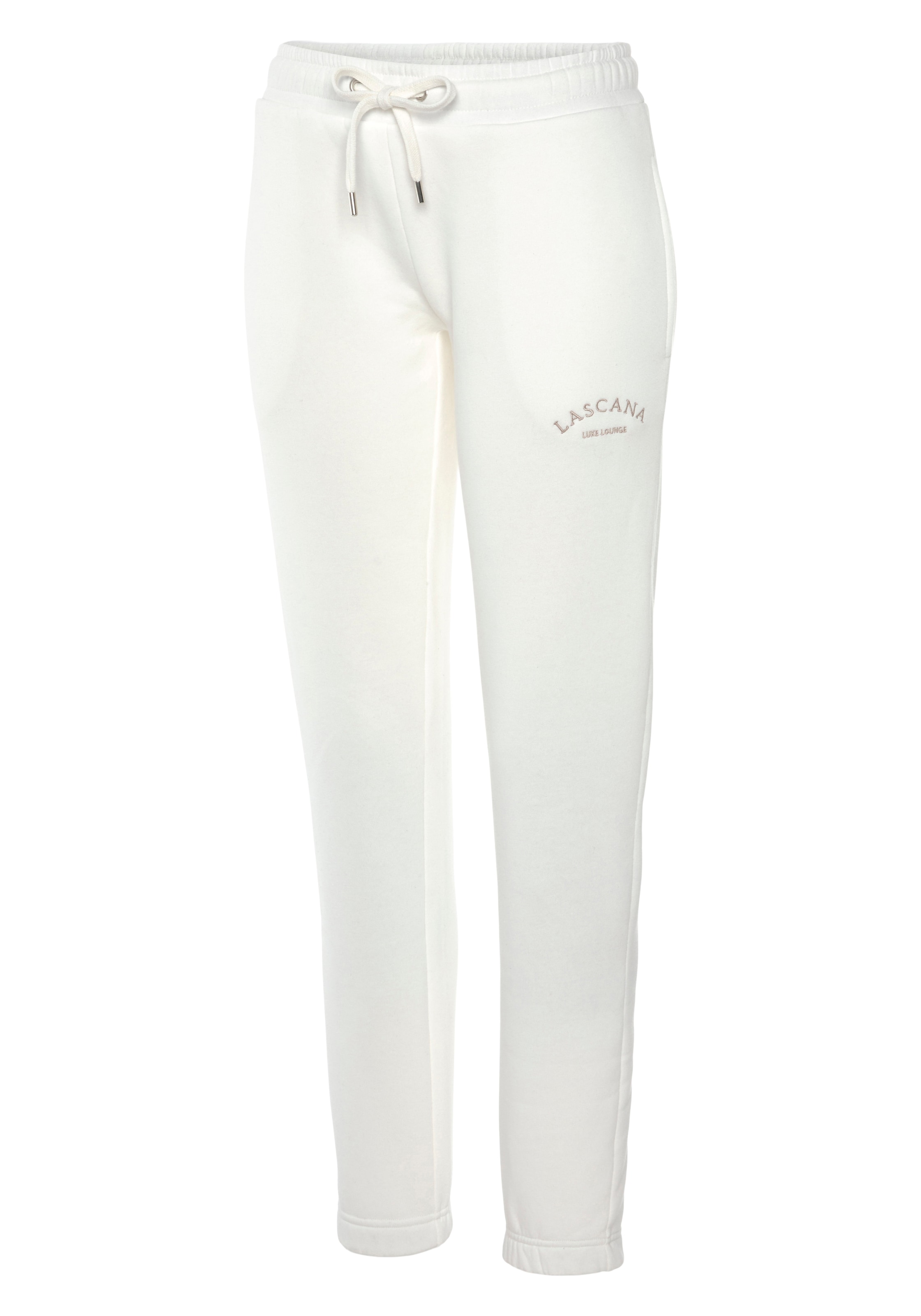 LASCANA Sweathose, Loungehose mit seitlichen Taschen und Logostickerei, Loungewear