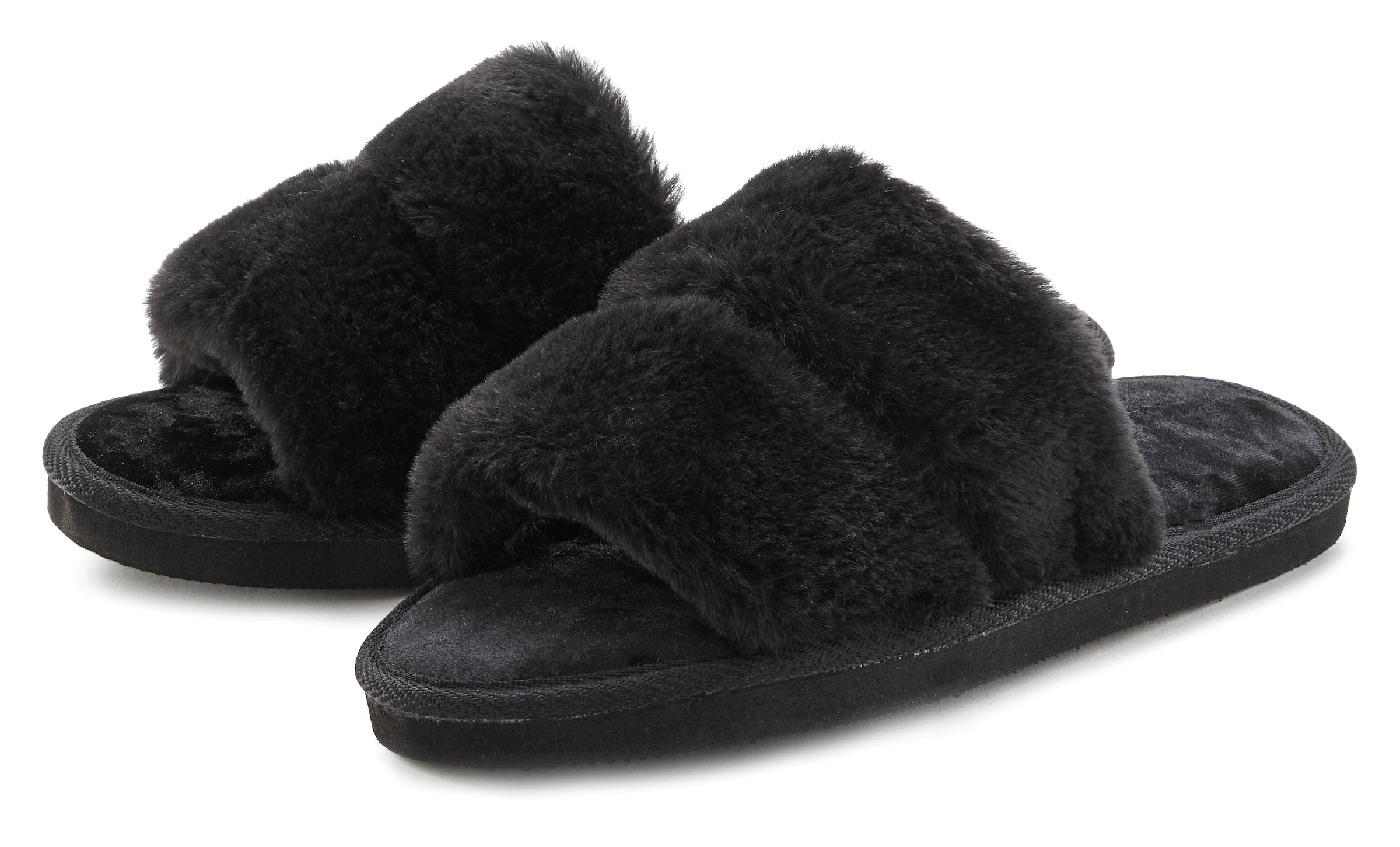 Vivance Pantolette »Hausschuh, Plüsch Hausschuhe, Mule, offener Schuh,«, VEGAN