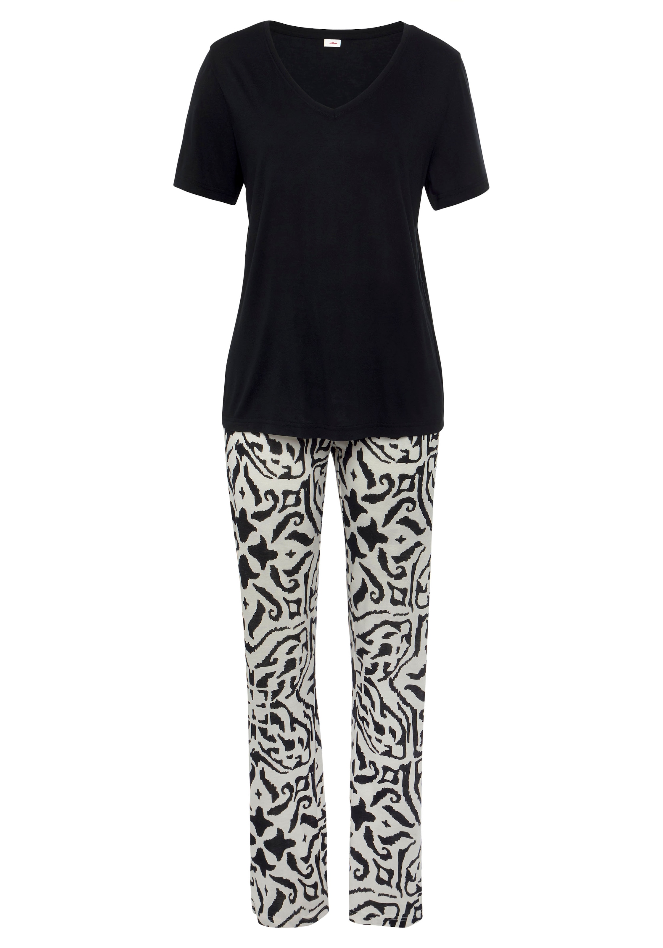 s.Oliver Pyjama, (2 tlg.), mit floralem Ethno-Muster