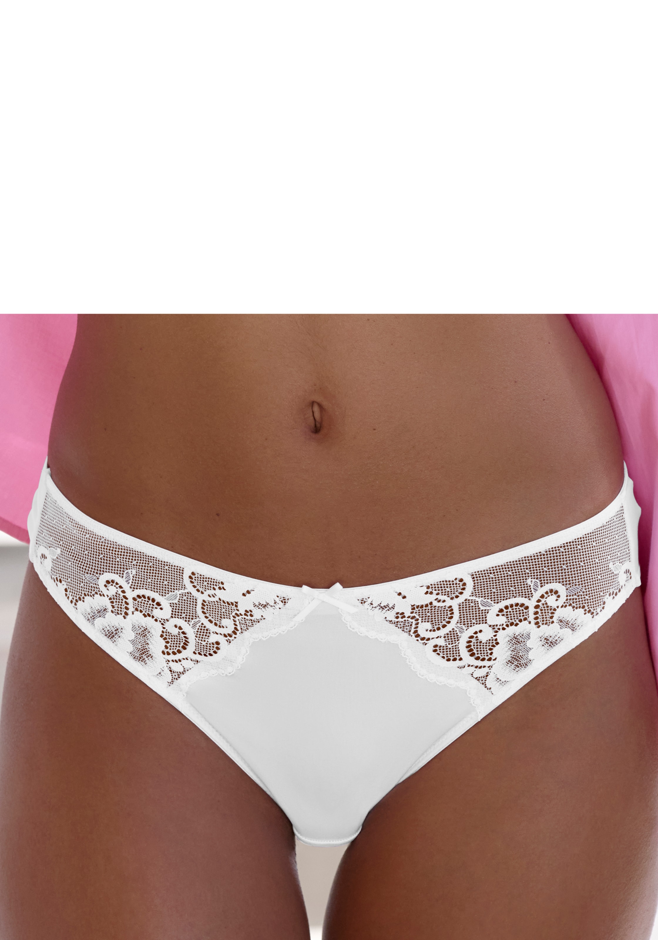 petite fleur by Lascana Slip Packung, 3 Stück,  mit floraler Spitze und weichem Microtouch
