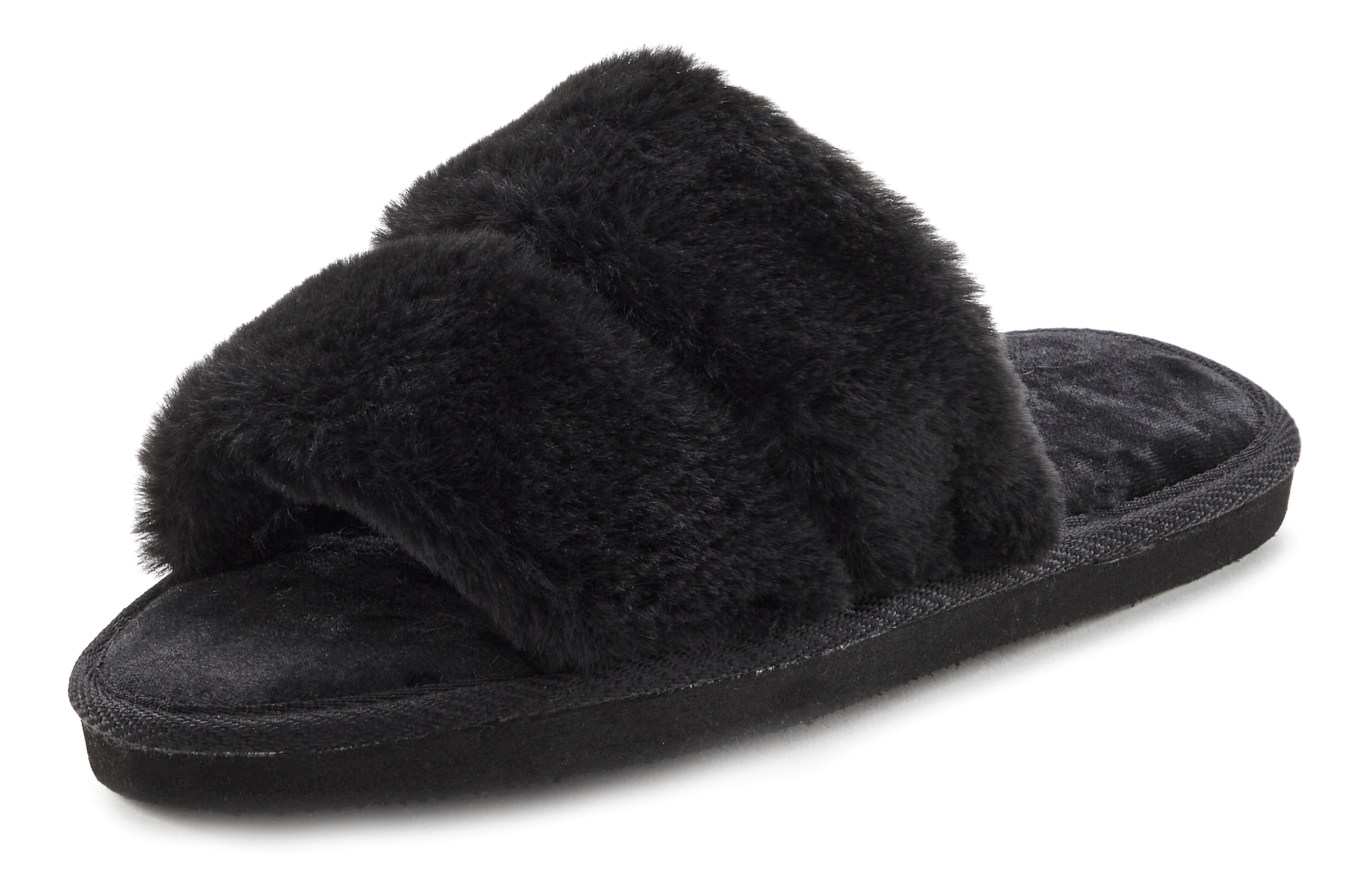 Vivance Pantolette »Hausschuh, Plüsch Hausschuhe, Mule, offener Schuh,«, VEGAN