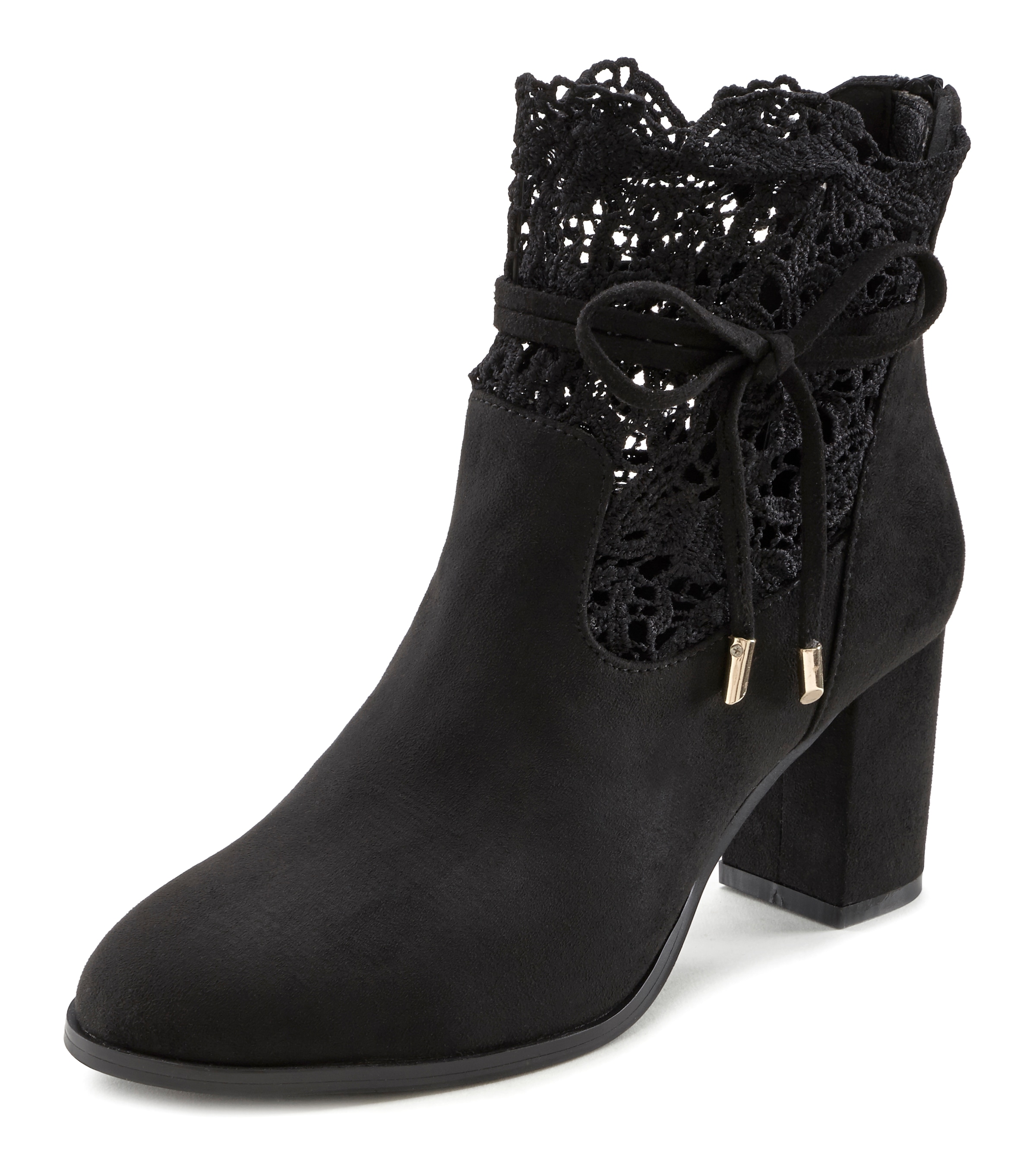 LASCANA High-Heel-Stiefelette, mit modischer Spitze und bequemen Blockabsatz, Ankle Boot, Stiefel