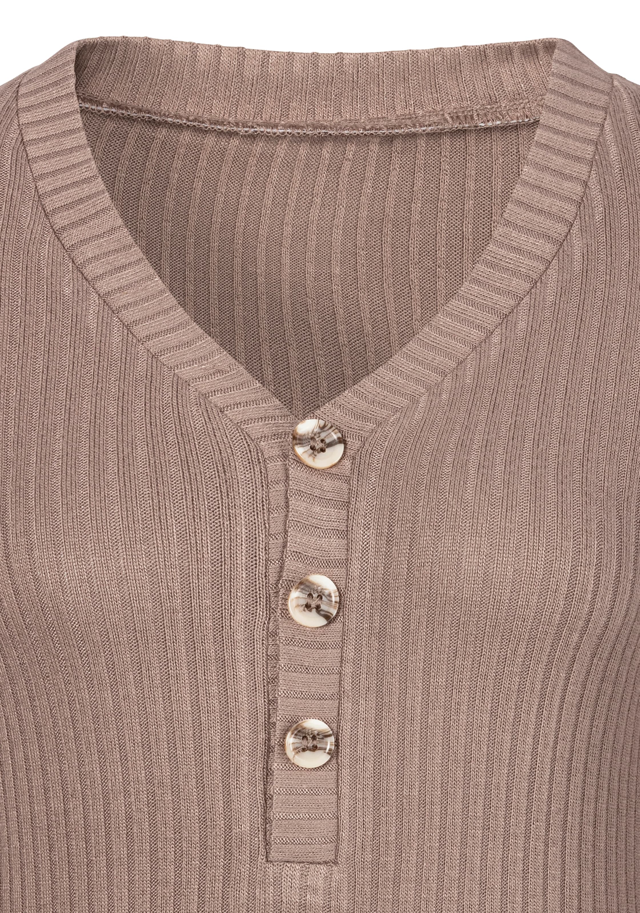 LASCANA Langarmshirt »mit kurzer Knopfleiste«, aus weicher Viskose-Ripp-Qualität