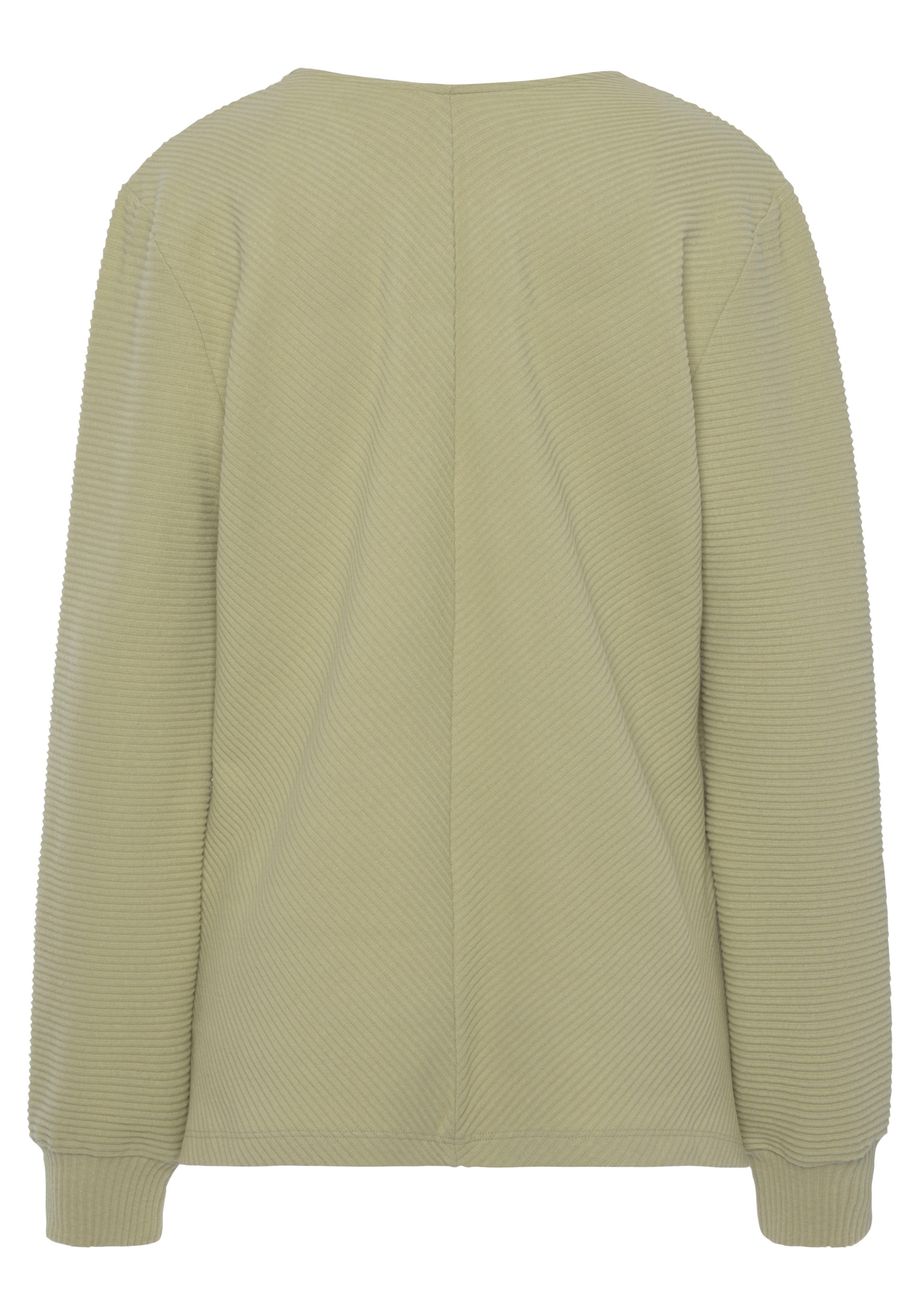s.Oliver Sweatshirt, Langarmshirt mit V-Ausschnitt und weiche Rippbündchen, Loungewear