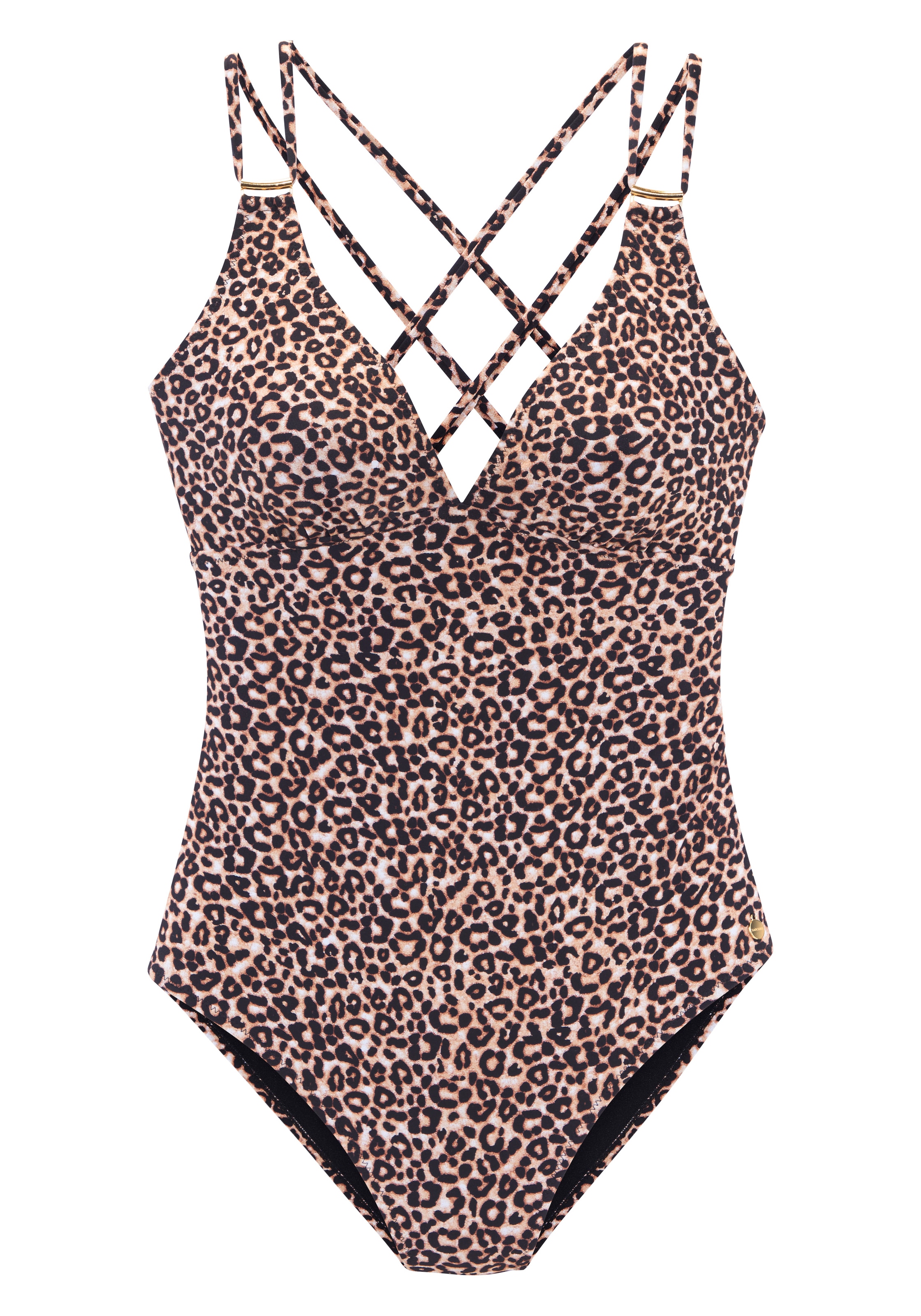 LASCANA Badeanzug mit goldfarbigen Details