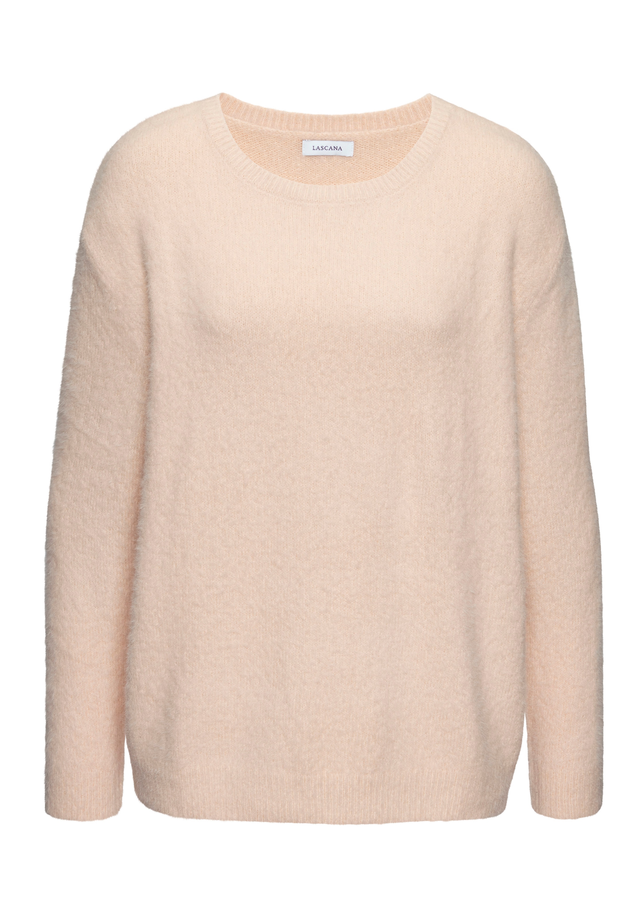 LASCANA Rundhalspullover mit Flausch-Effekt, lockerer Damenpullover, Basic