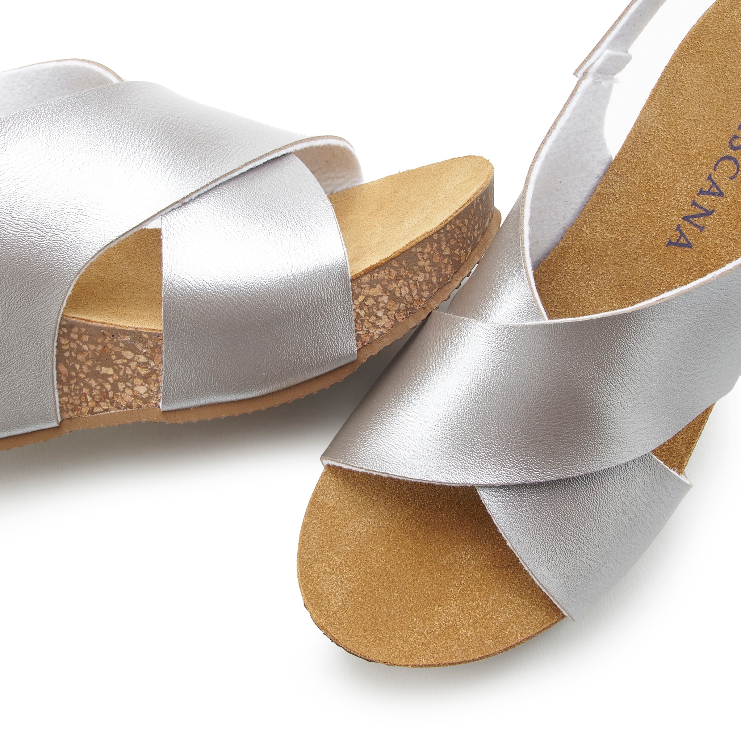 LASCANA Sandalette »Sommerschuh«, Sommerschuh mit Keilabsatz und Korkfußbett