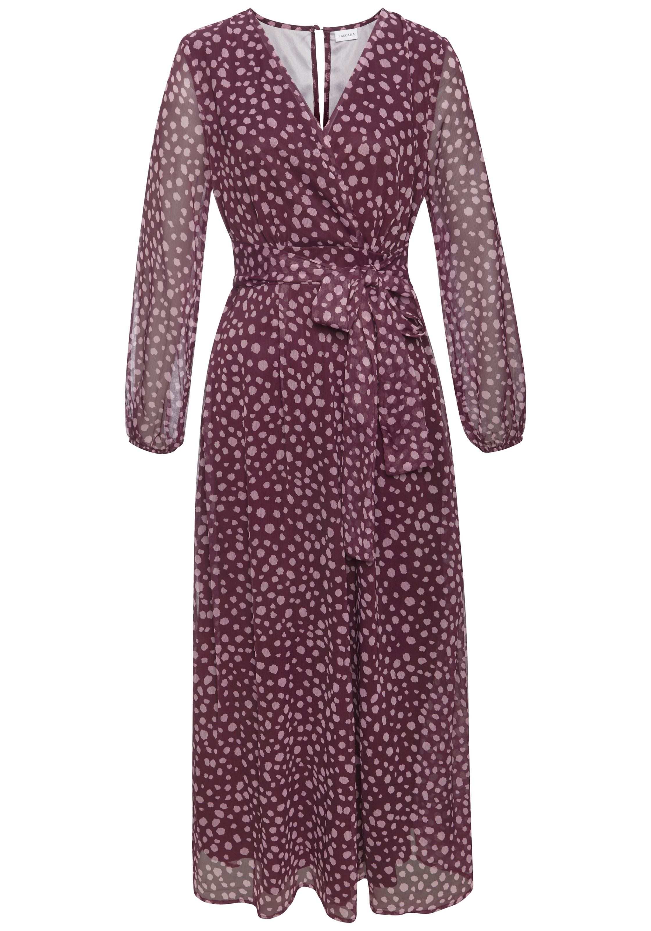 LASCANA Maxikleid Ohne Taschen mit Bindeband, elegantes Maxikleid aus Chiffon