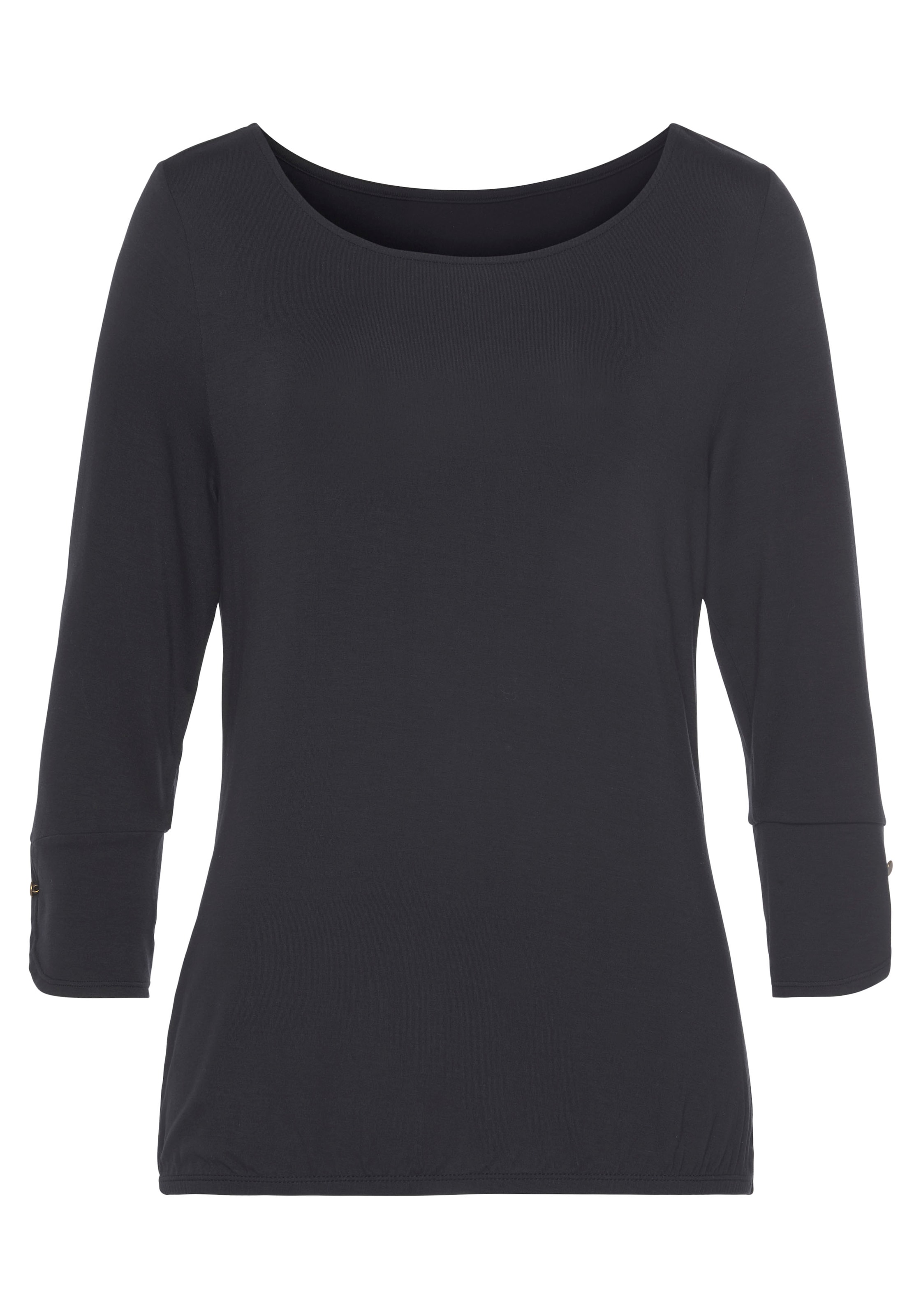 Vivance 3/4-Arm-Shirt »mit Manschetten und goldfarbenen Knöpfen«, aus weichem Viskose-Stretch