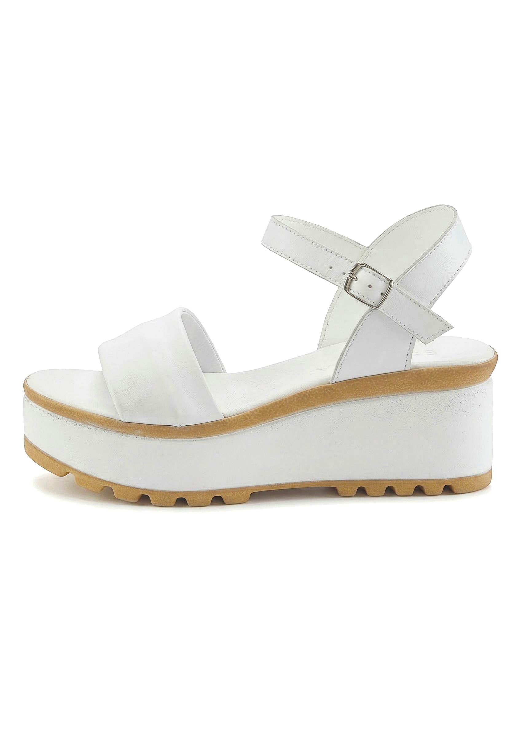 LASCANA Sandalette »Riemchensandalette, Sandale, Sommerschuh, offener Schuh,«  NEU aus Leder mit Keilabsatz