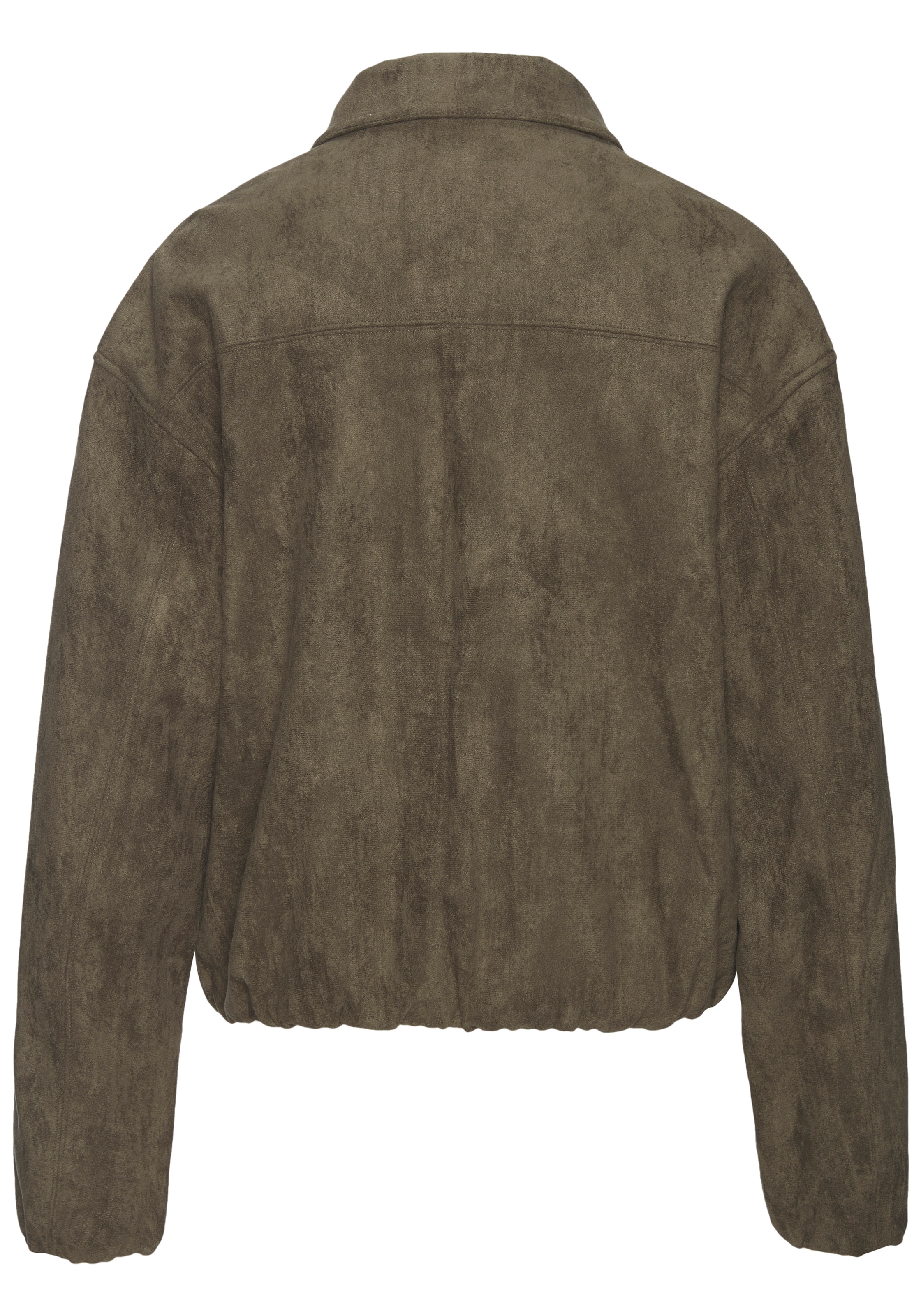 LASCANA Lederimitatjacke »in Veloursleder-Optik mit verdecktem Reißverschluss vorne, Oversize« modische Übergangsjacke aus Velourlederimitat, kurze Lederimitatjacke