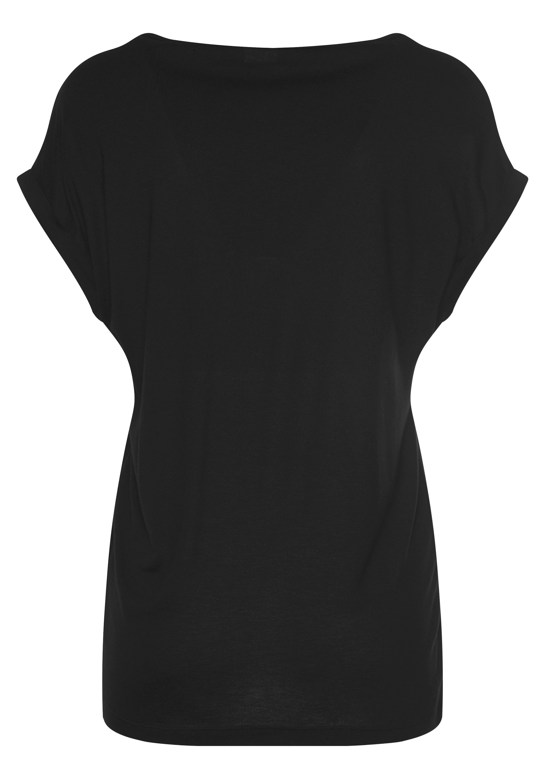 LASCANA Kurzarmshirt, mit Rundhalsausschnitt, Jerseyware, Ärmelaufschlag, Basic