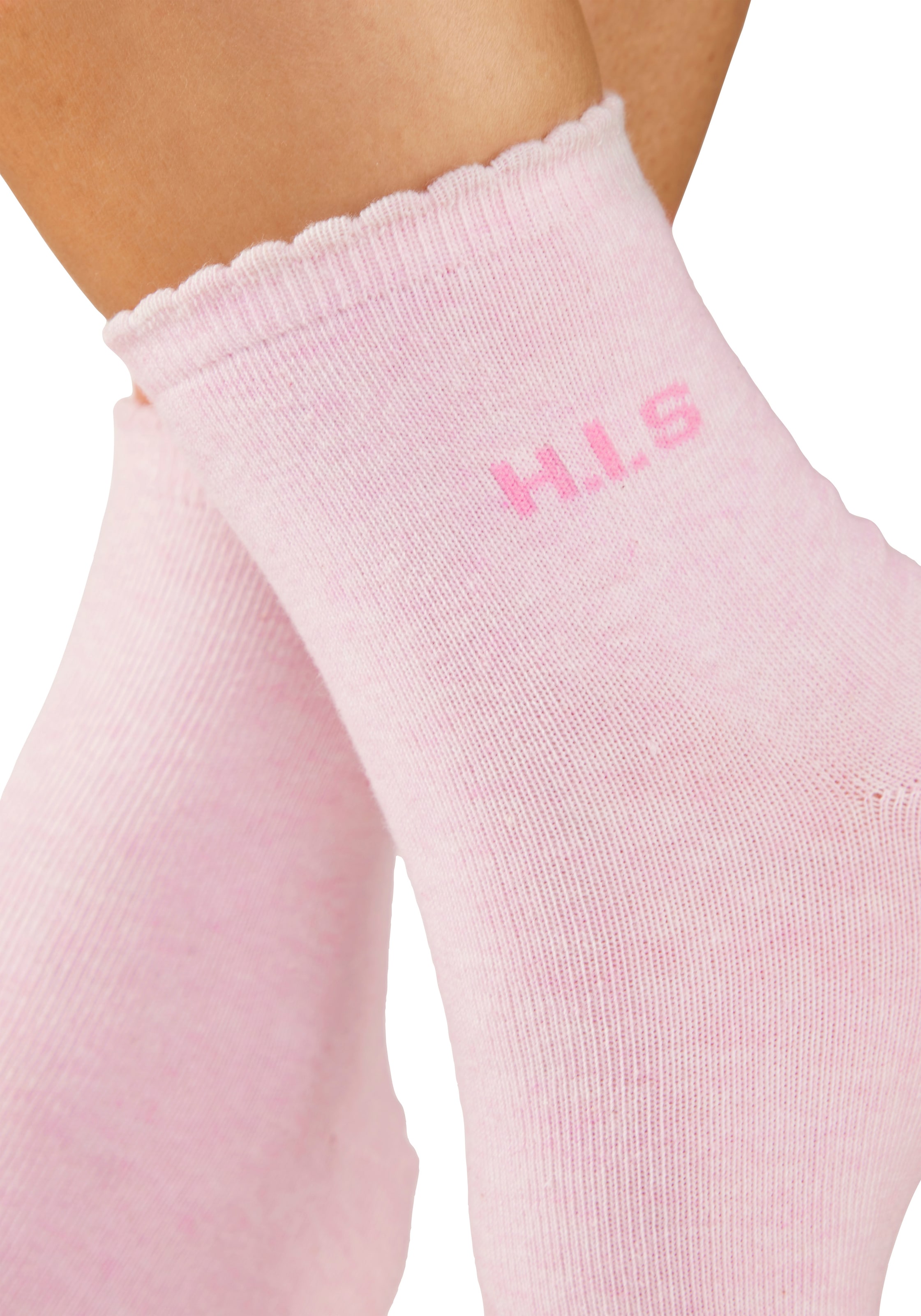 H.I.S Kurzsocken »Damen uni und meliert für die ganze Woche« Packung, 7 Paar tlg. mit gewelltem Bündchen