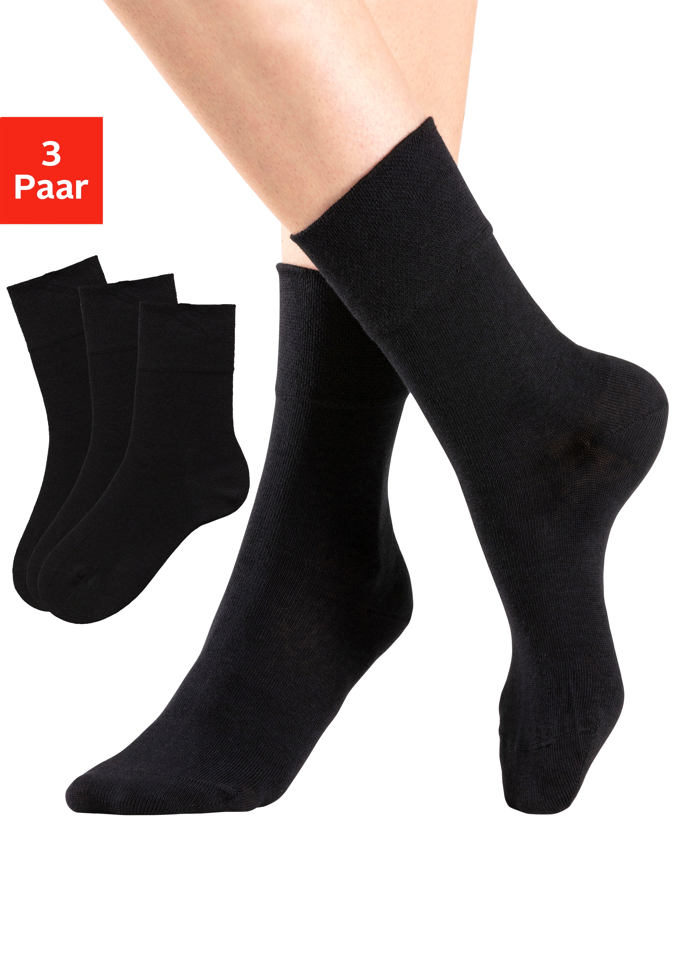H.I.S Socken, (Packung, 3 Paar), mit Komfortbund auch für Diabetiker geeignet