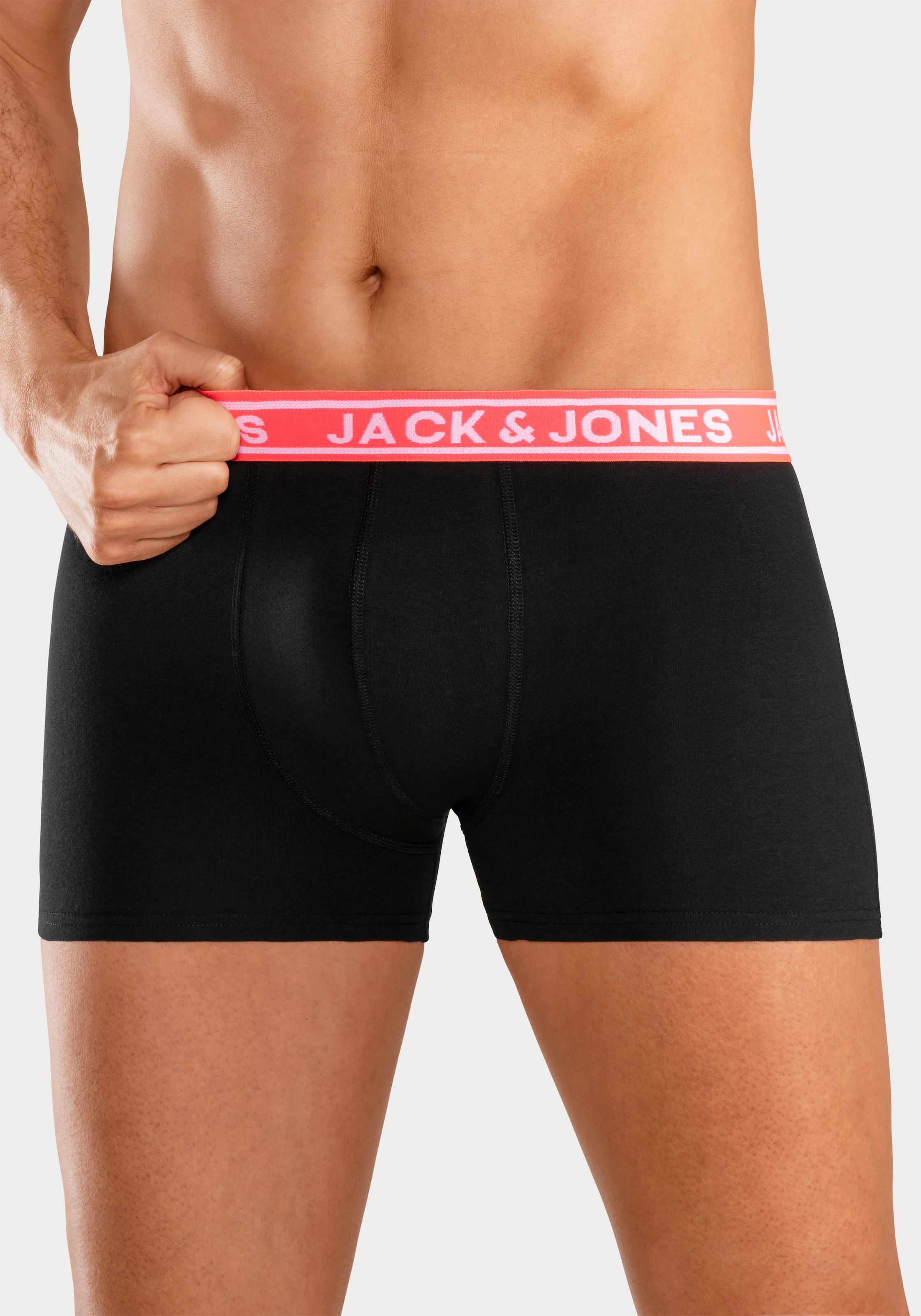 Jack & Jones Trunk »JACCRISP im 6er Pack mit Logobund und Stretchkomfort« Packung, 6 Stk. unifarben mit Farbeinsatz, modisch, eng anliegend, Baumwollmischung