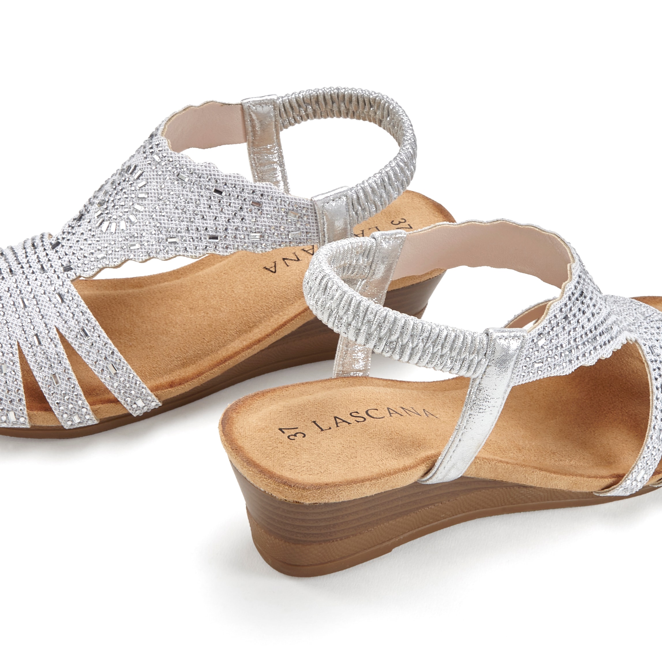 LASCANA Sandalette »Sommerschuh«, Sandale, Sommerschuh mit Glitzerdetails und elastischem Riemchen