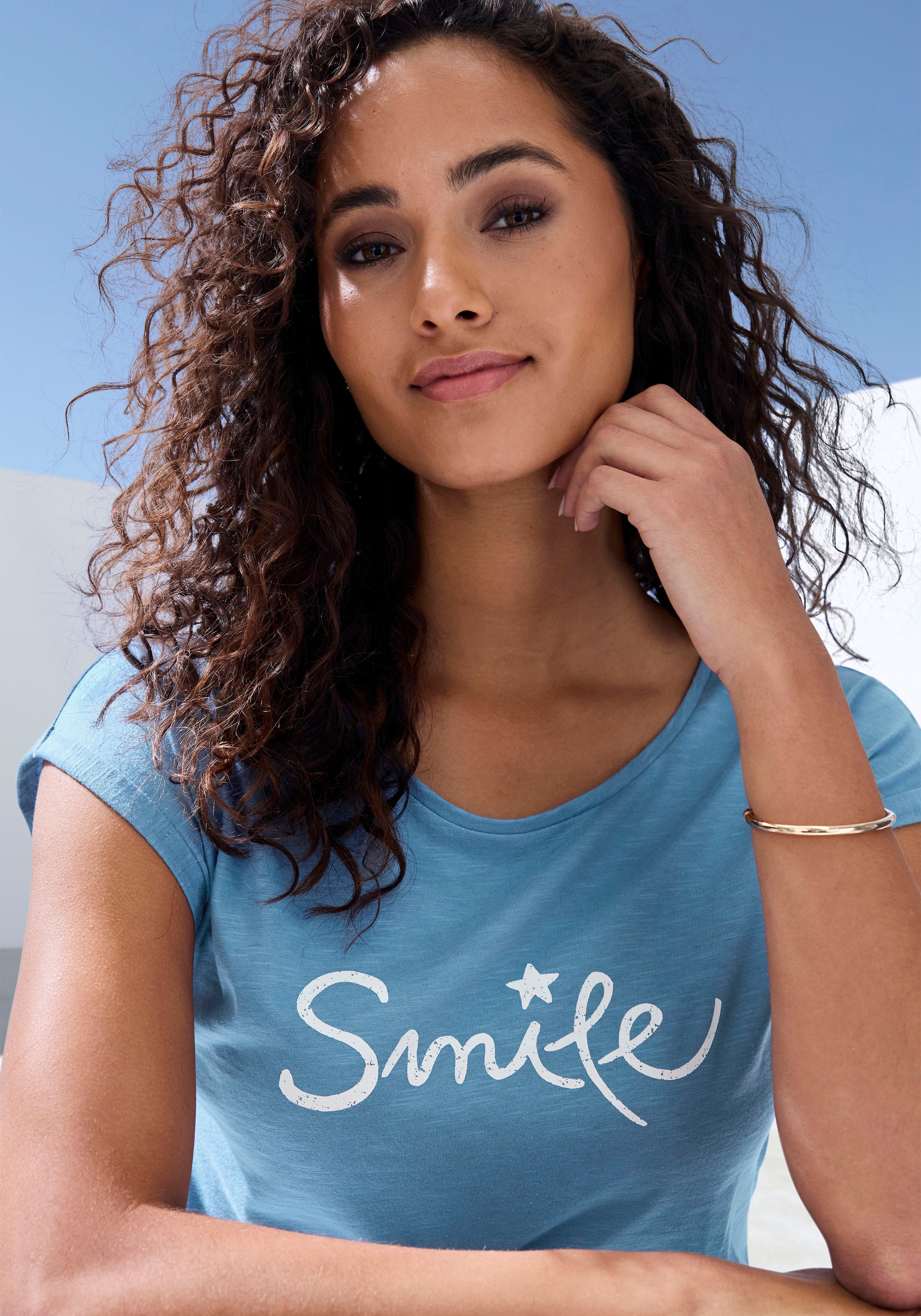 Beachtime T-Shirt »mit Frontdruck "Smile"«, aus weicher Baumwoll-Qualität