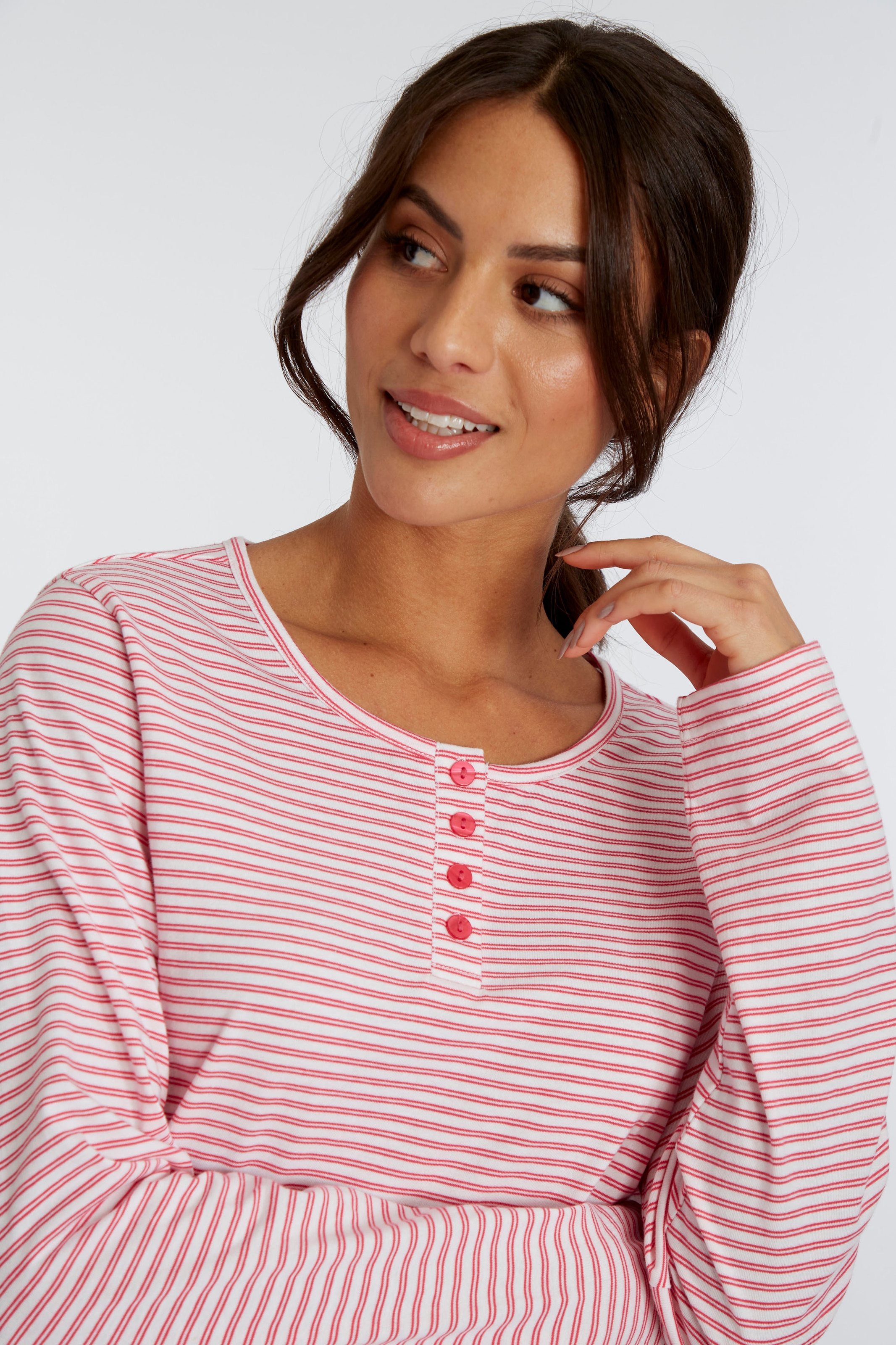 Vivance Dreams Pyjama, (Set, 2 tlg.), mit garngefärbten Streifen
