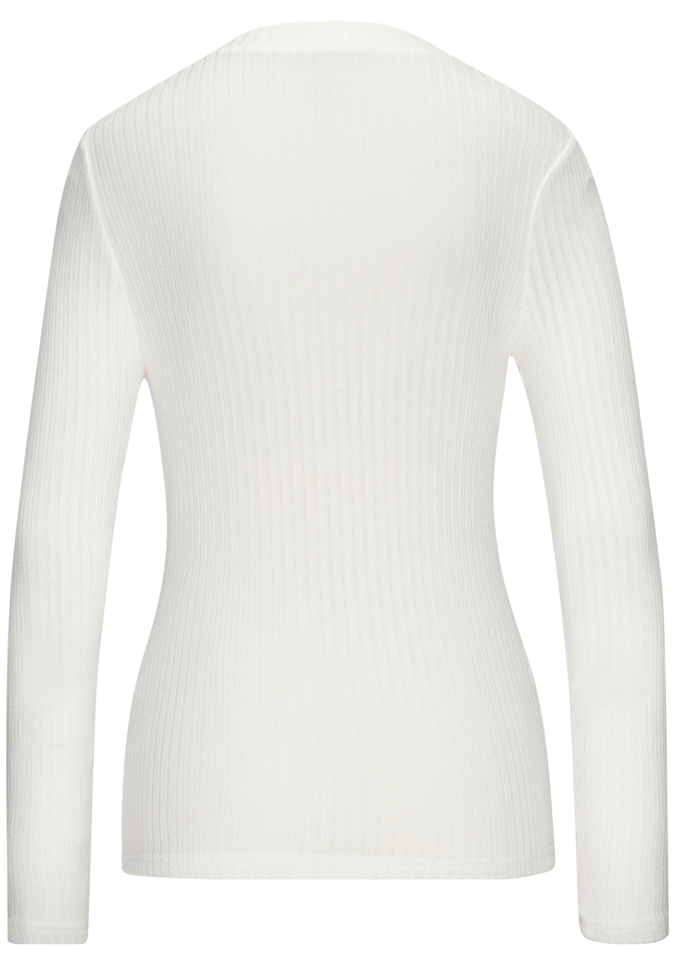 LASCANA Langarmshirt »mit kurzer Knopfleiste« aus elastischem Viskose Rippstrick, sommerlich leicht