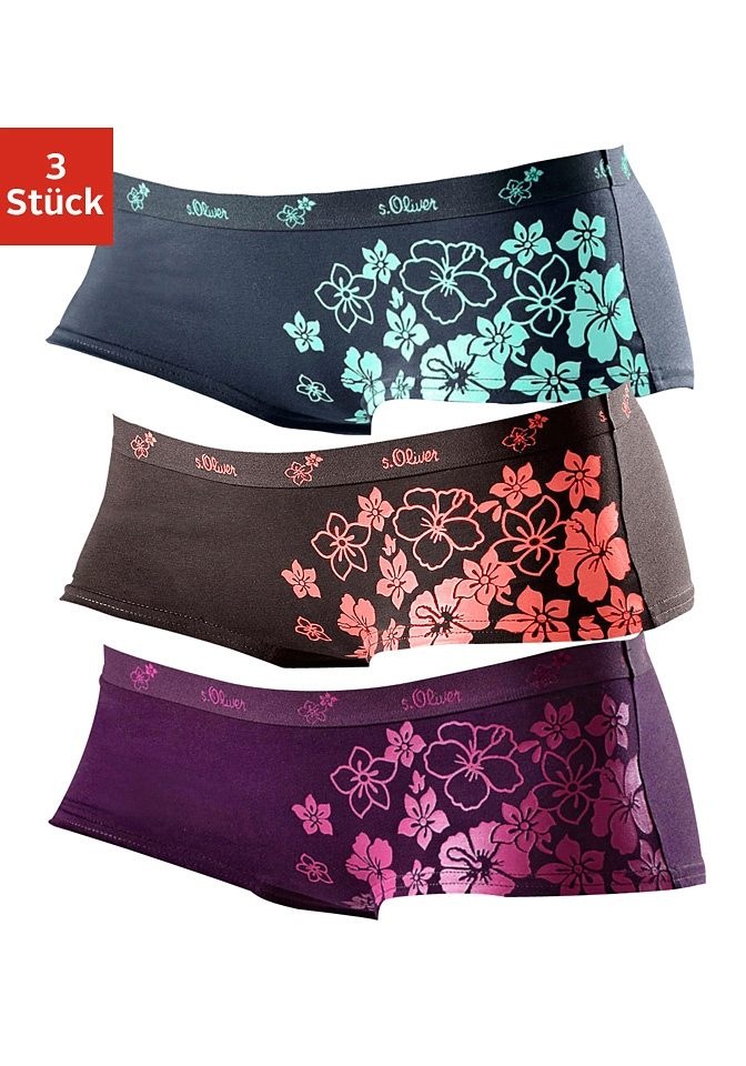 s.Oliver Panty, (Packung, 3 St.), mit floralem Druck