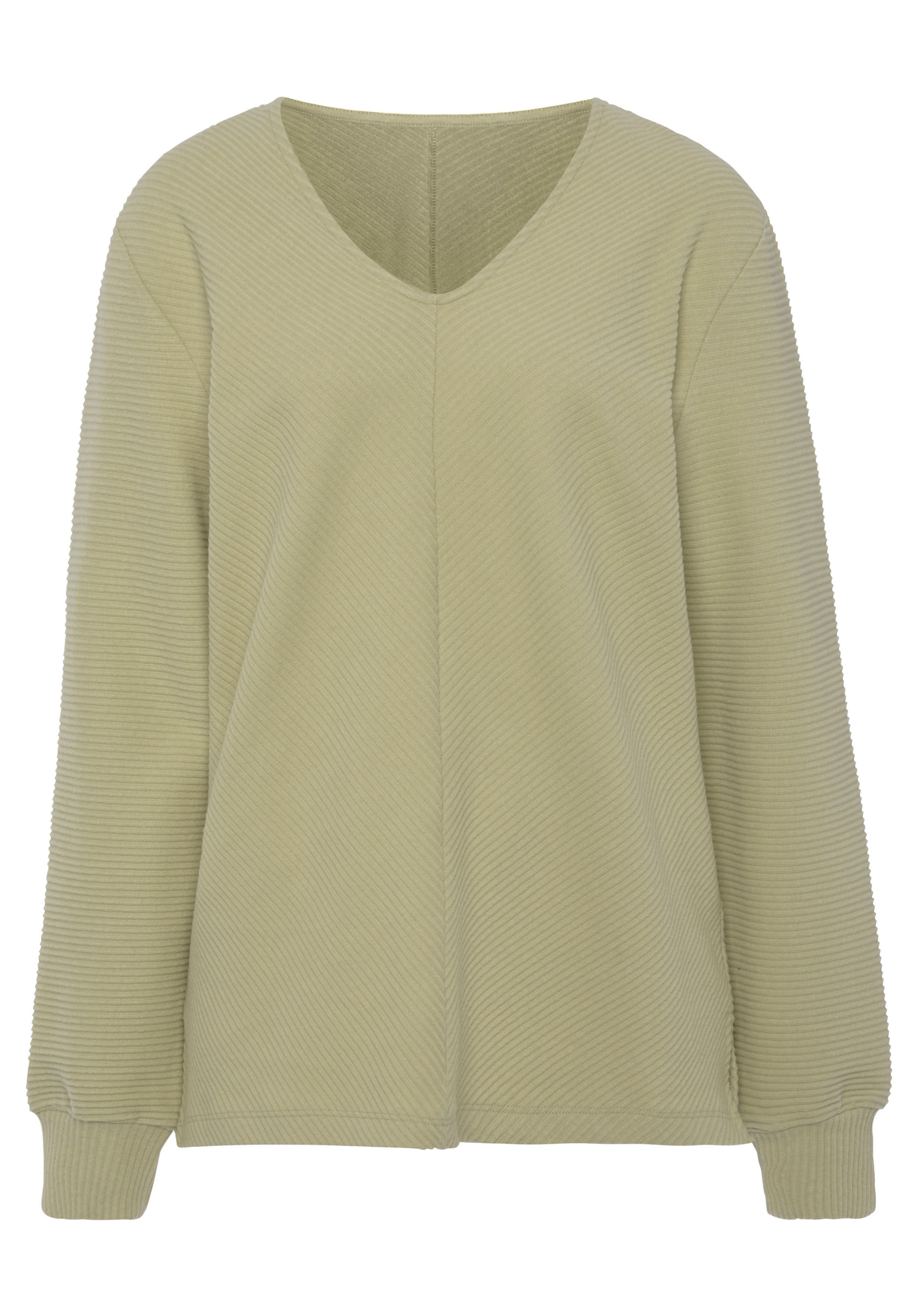 s.Oliver Sweatshirt, Langarmshirt mit V-Ausschnitt und weiche Rippbündchen, Loungewear