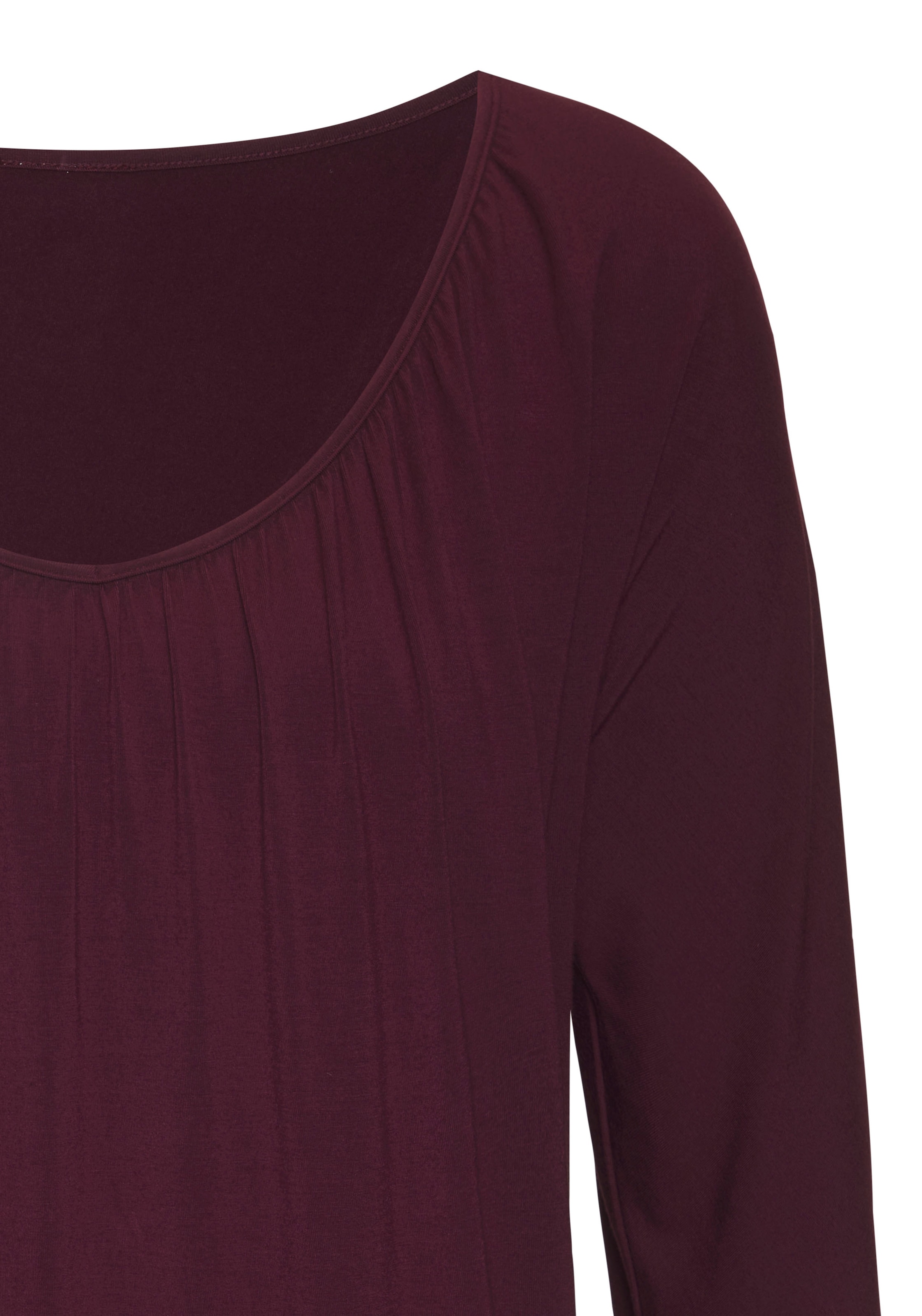 LASCANA 3/4-Arm-Shirt »mit zarter Raffung am Ausschnitt«, (2er-Pack), aus weichem Viskose-Stretch