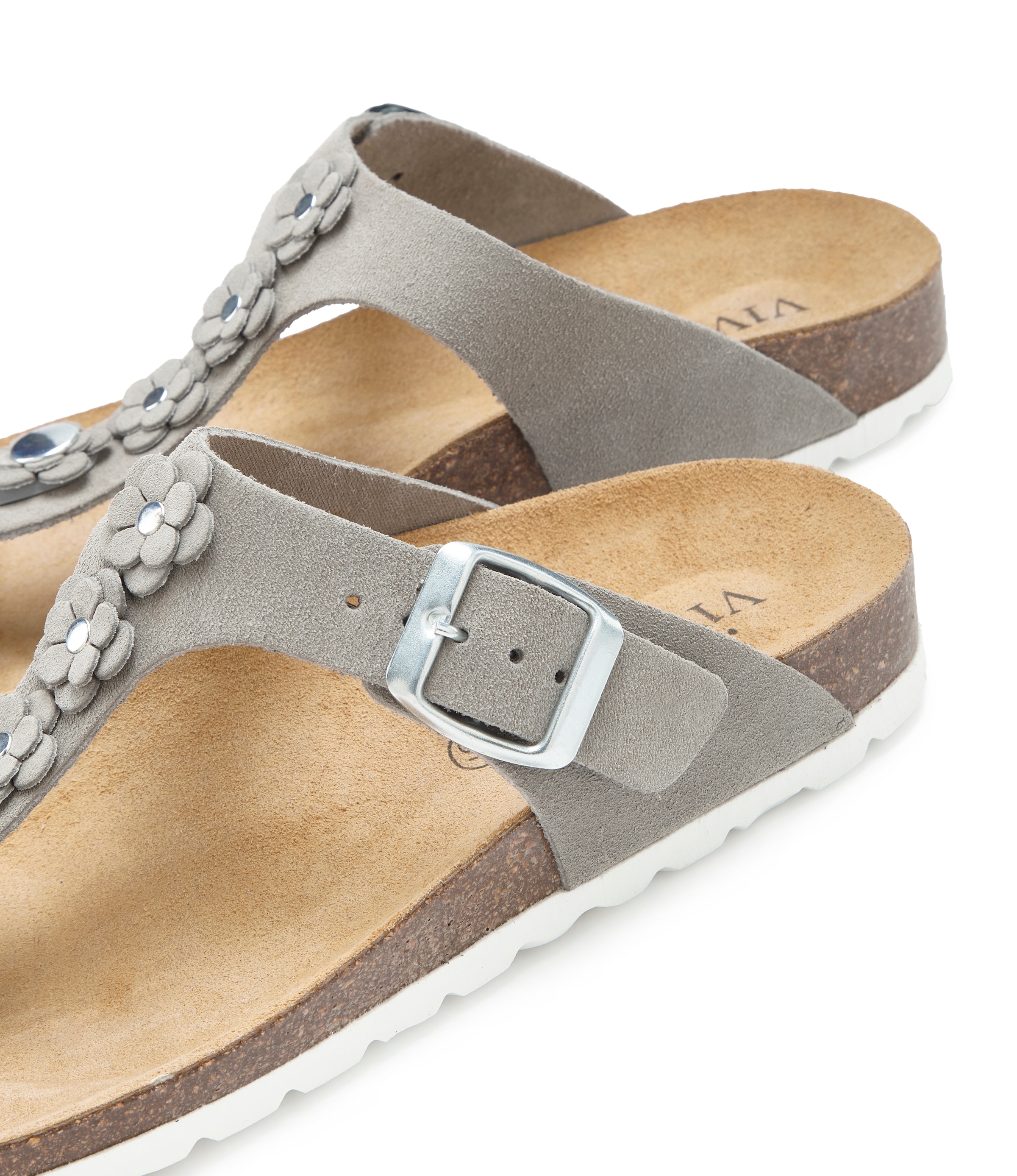 Vivance Pantolette »Mule, Sandale, offener Schuh, Sommerschuh,«  NEU aus Leder mit Korkfußbett und Blüten-Applikation