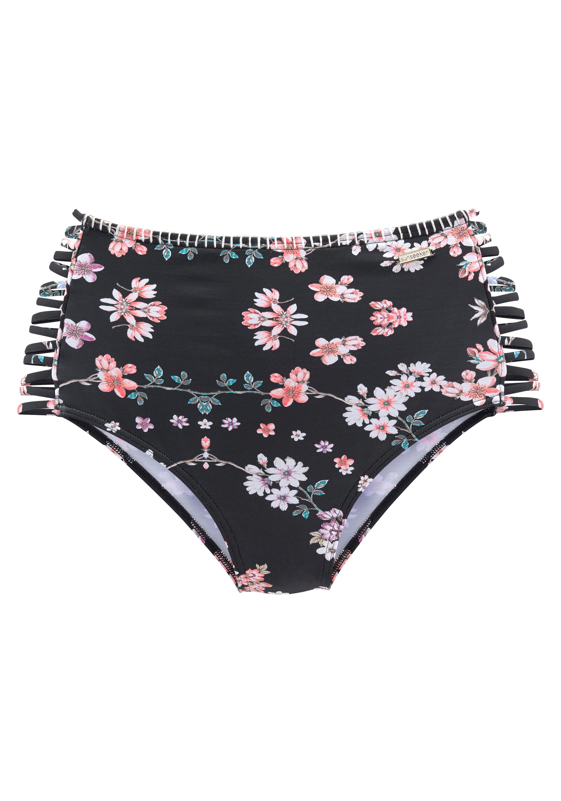Sunseeker Highwaist-Bikini-Hose »Ditsy«, mit Häkelkante und seitlichen Zierbändern