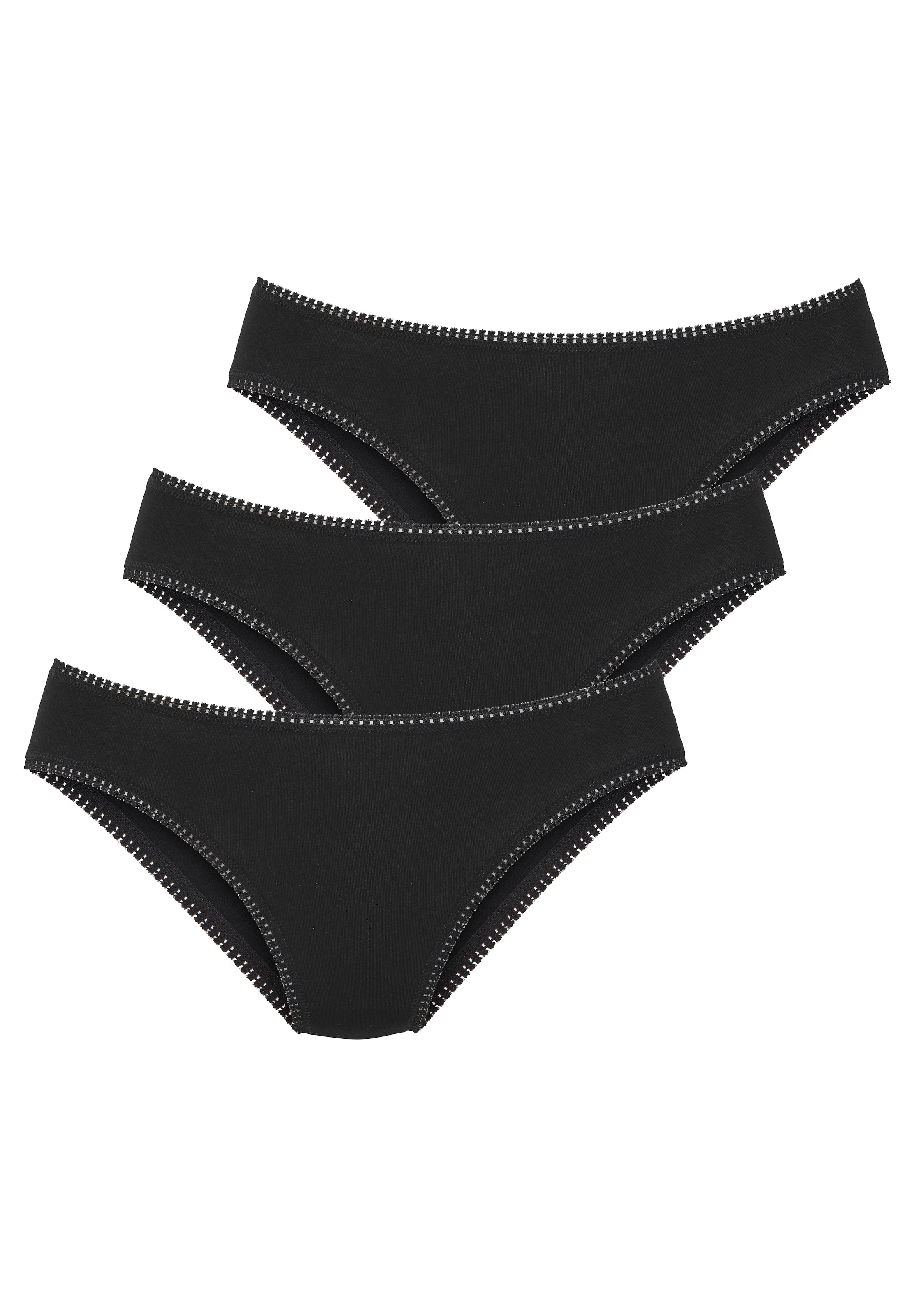 LASCANA Jazz-Pants Slips 3er-Pack,  mit Spitze am Beinabschluss, aus elastischem Jersey