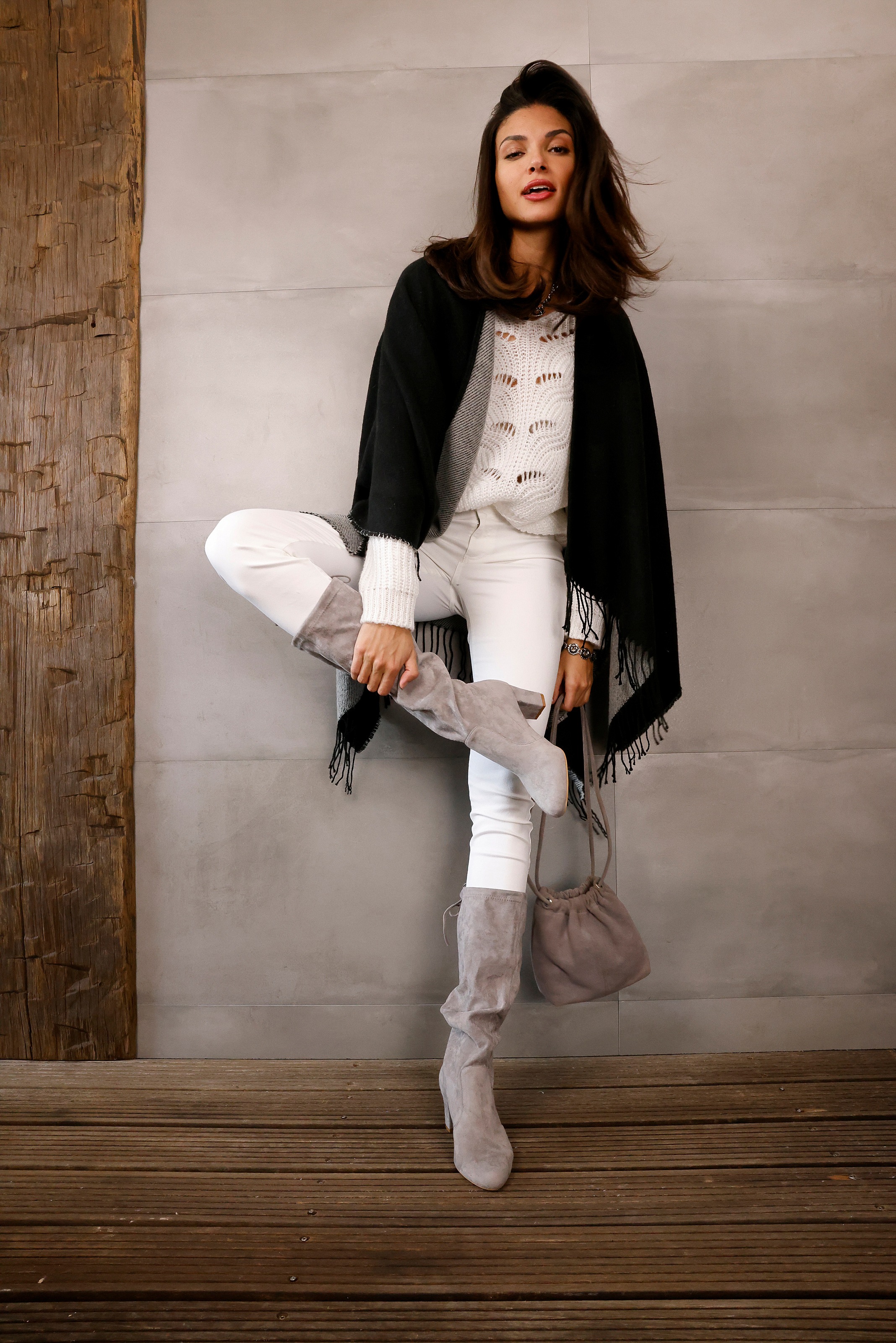 LASCANA Schlupfstiefel, Schlupfboots, Slouchy Boots, Slip-On, Stretch & Blockabsatz