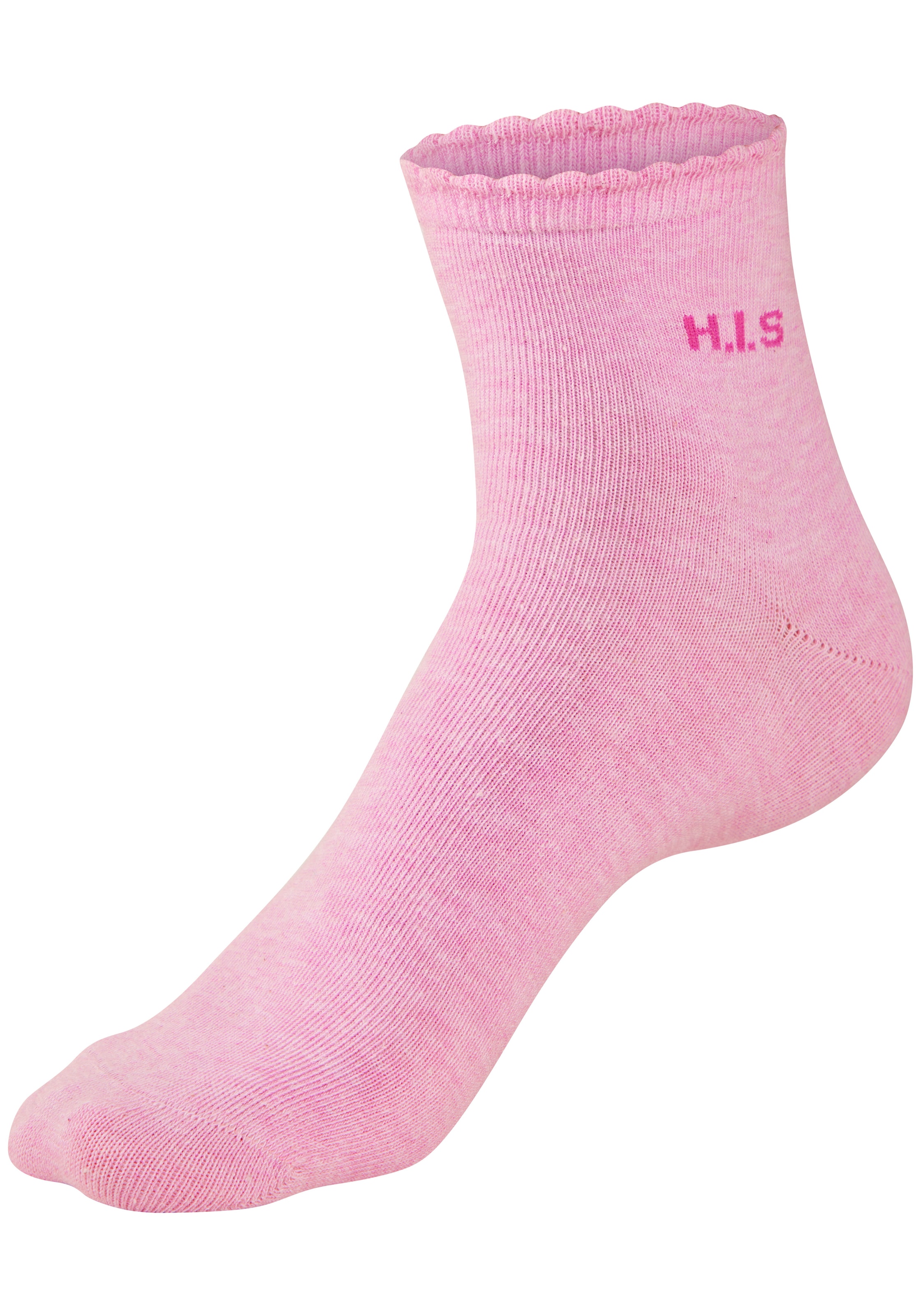 H.I.S Kurzsocken »Damen uni und meliert für die ganze Woche« Packung, 7 Paar tlg. mit gewelltem Bündchen