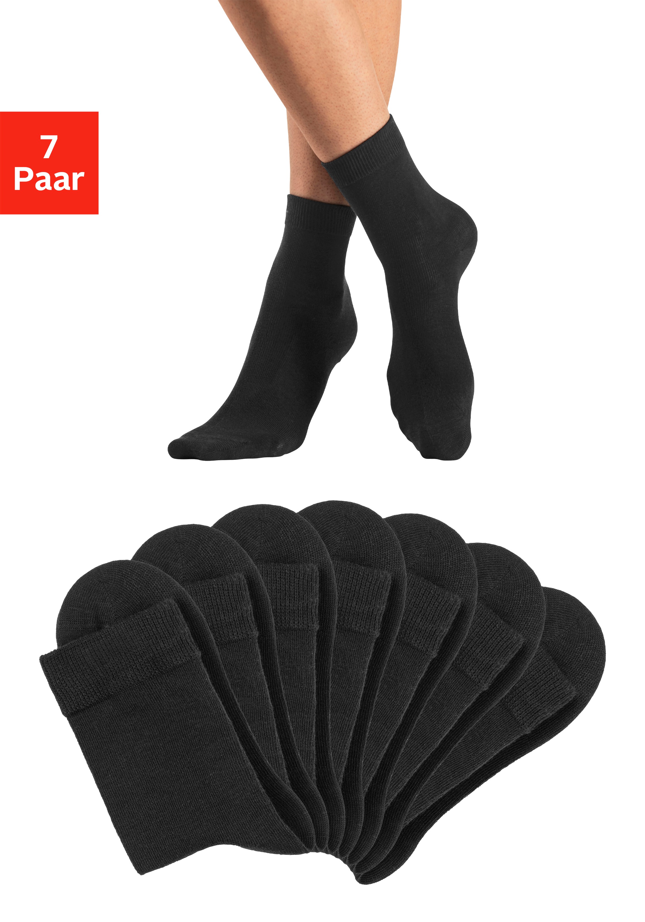 LASCANA Basicsocken, (Packung, 7 Paar), in bunten Melange-Farben