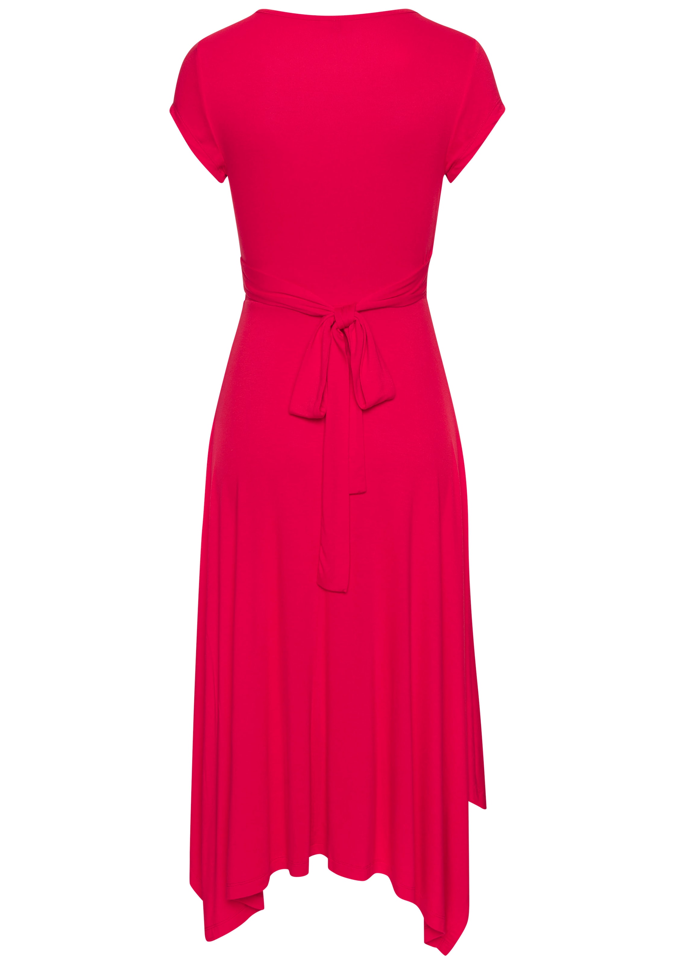 Beachtime Sommerkleid, mit Zipfelsaum und Schleife, Jerseykleid, asymmetrisches Rockteil
