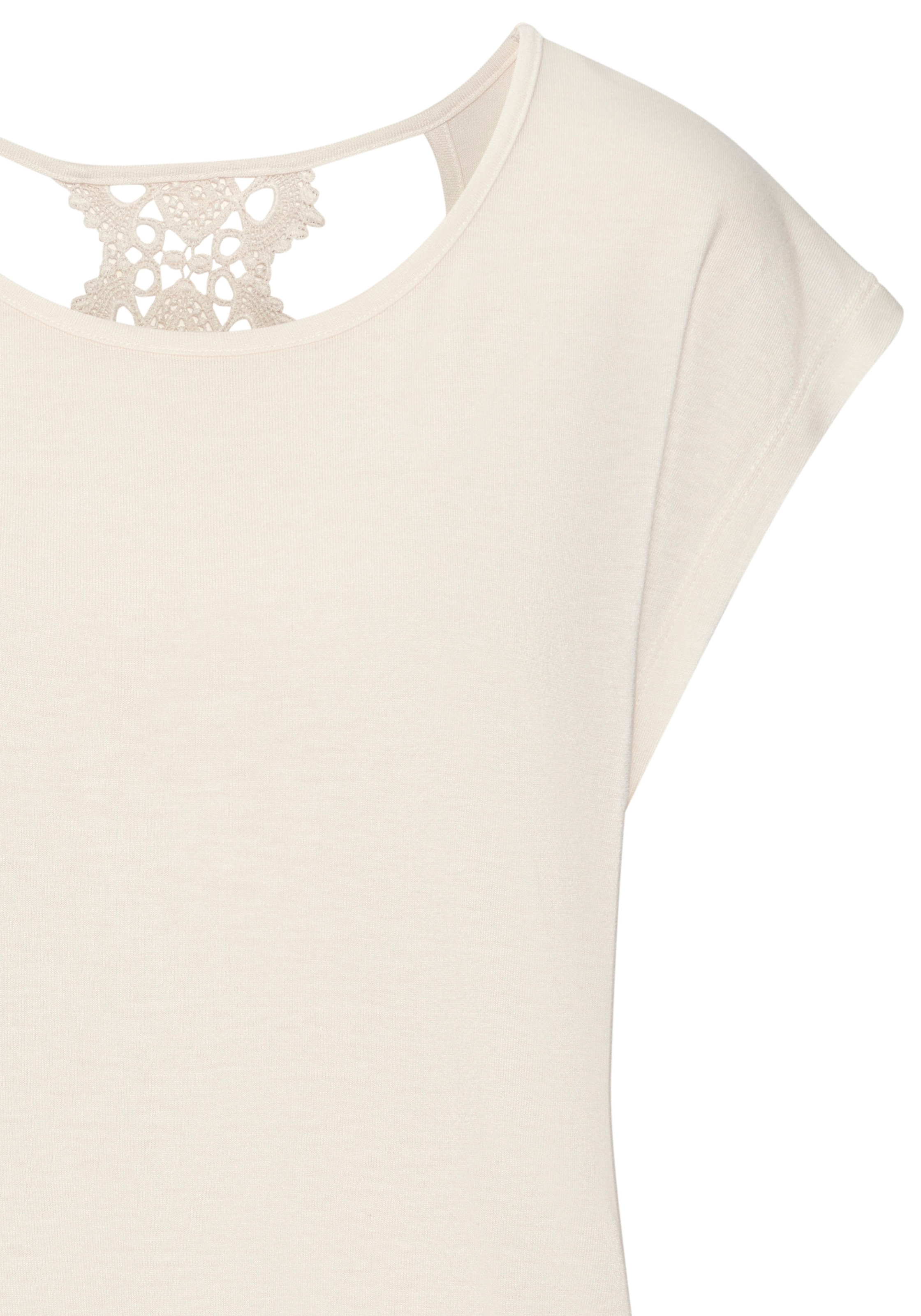 LASCANA Kurzarmshirt, mit Spitzendetail im Rücken, bequemes T-Shirt aus Jersey
