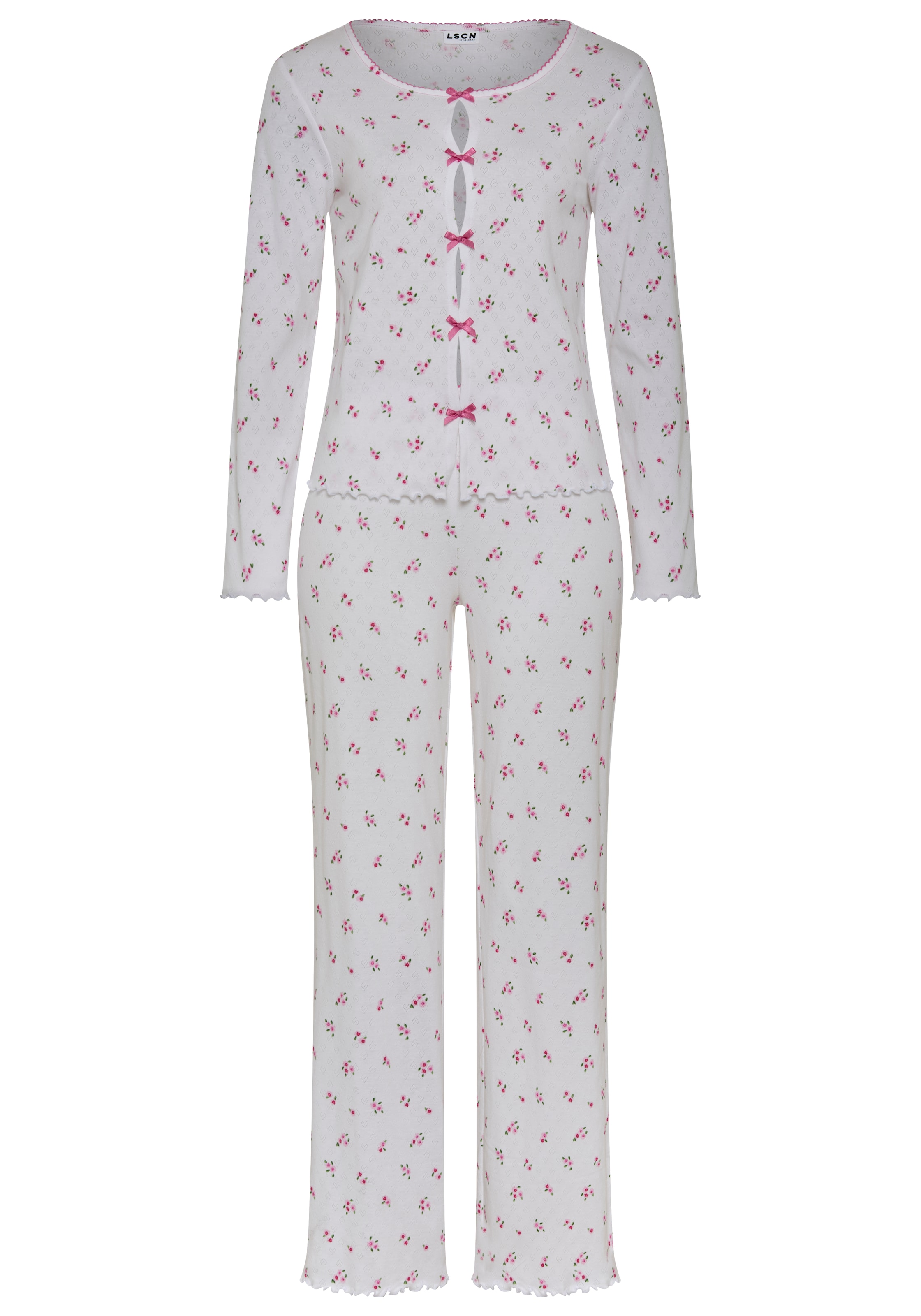 LSCN by LASCANA Pyjama 2 mit süßen Zierschleifen