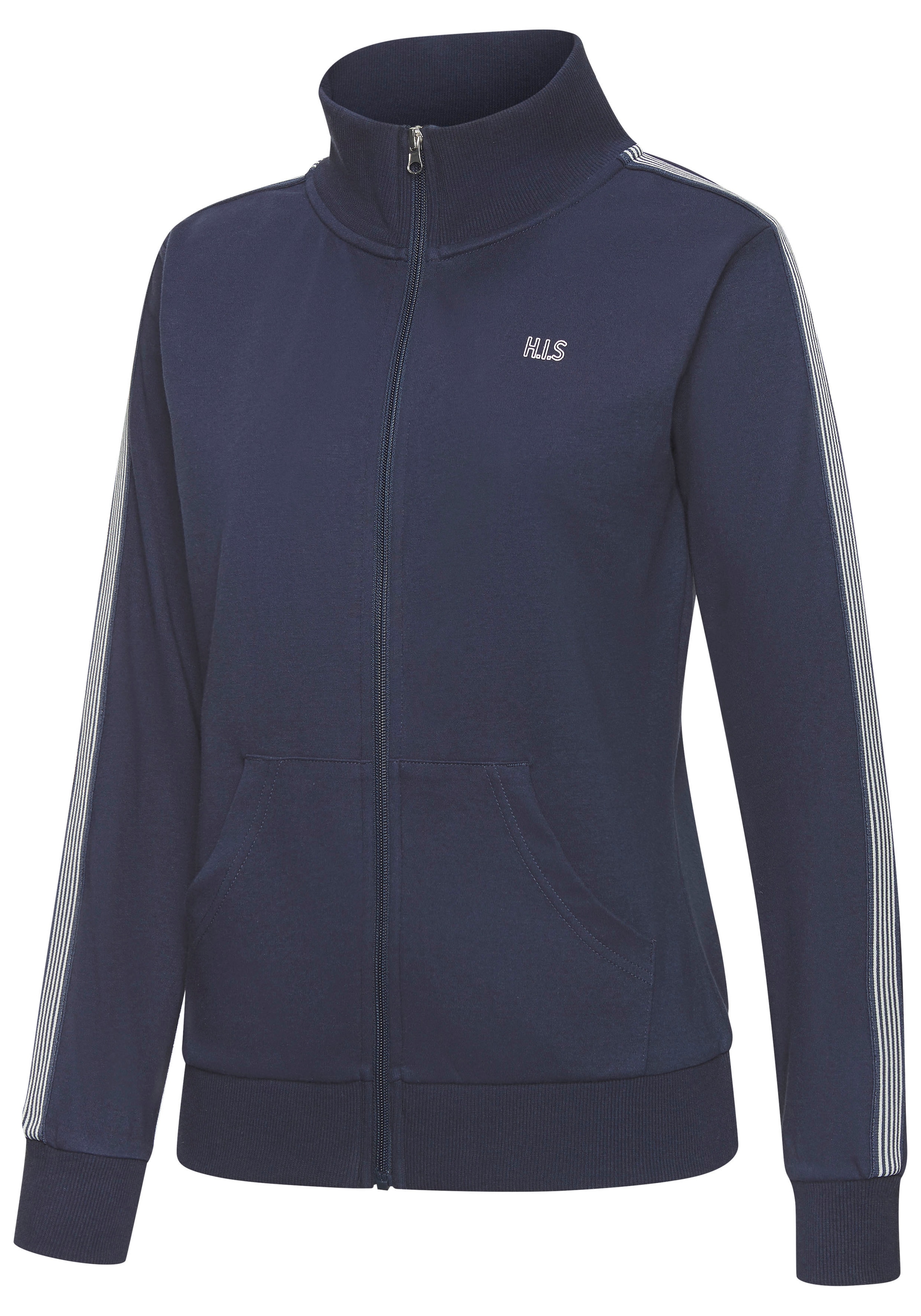 H.I.S Sweatjacke mit gestreiftem Tape an den Ärmeln
